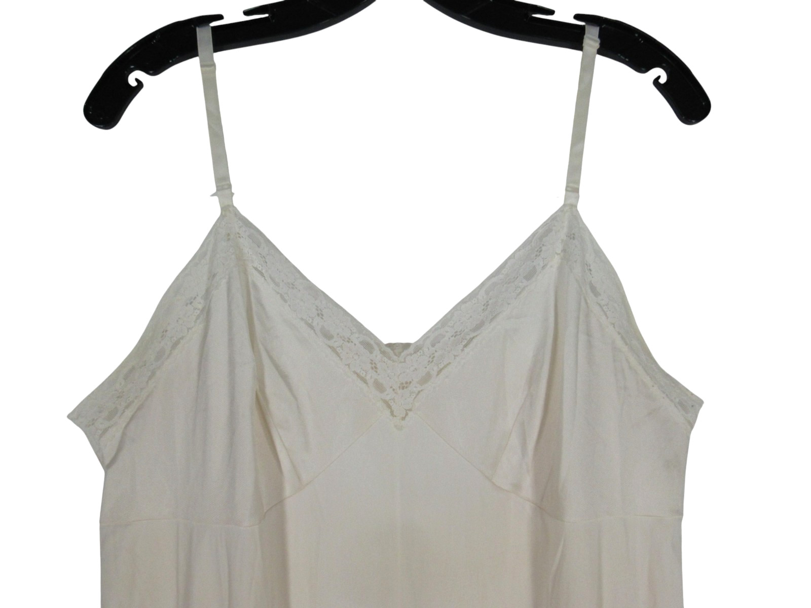 VTG VANITY FAIR White NYLON Floral Lace Trim ADJUSTABLE STRAPS Full Slip Sz 38