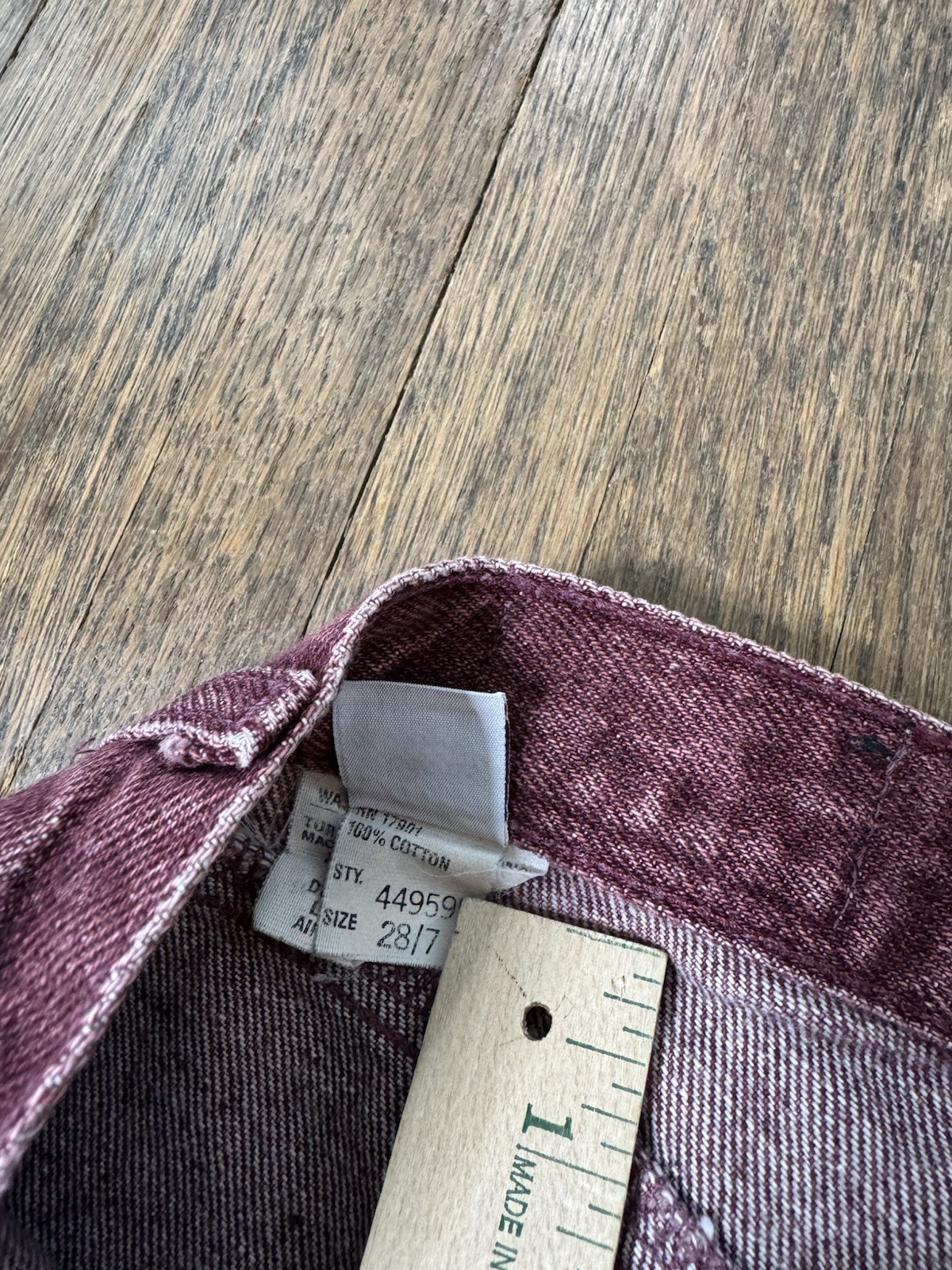 Vintage Rocky Mountain Western High Rise Burgundy Jeans Size 28/7 Made In USA