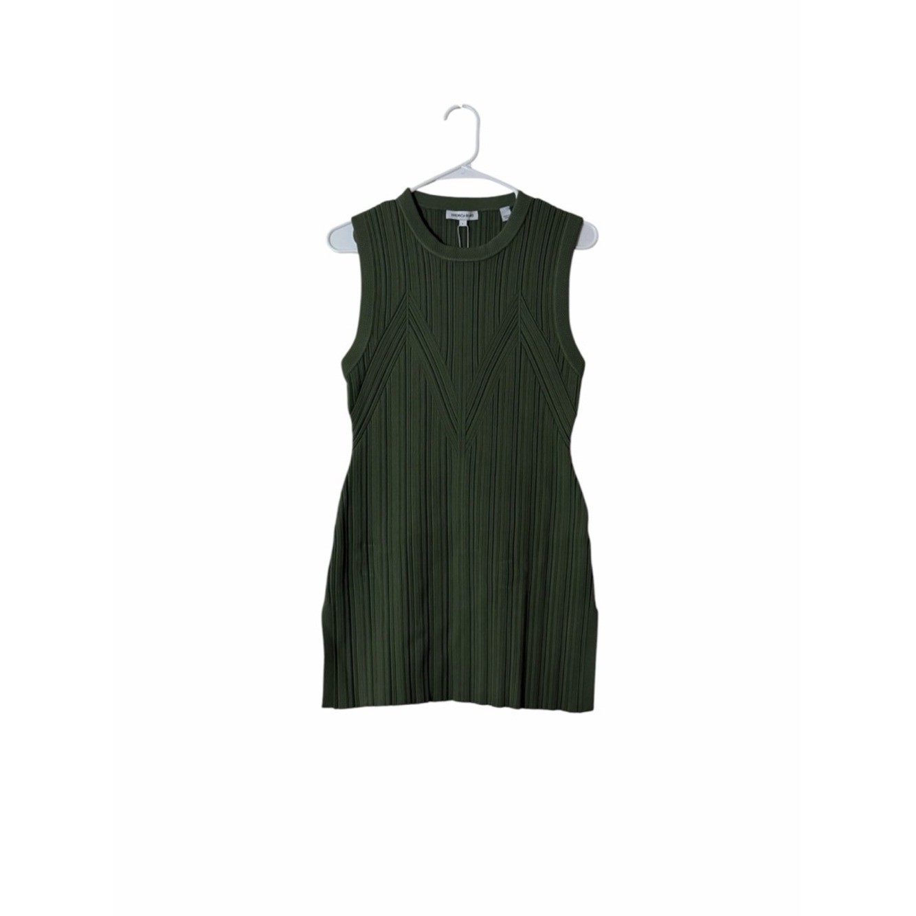 Veronica Beard Semma Ribbed Knit Sleeveless Sweater Tunic Green Large NWT