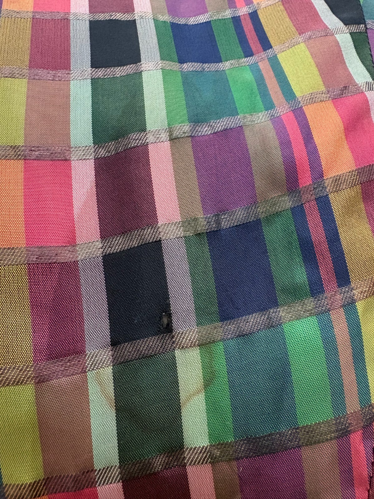 Vintage 1930s RARE Rainbow Silk Plaid Coat Mutton Sleeves Full Skirt Fancy Party