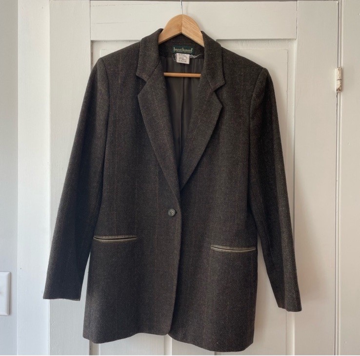 Vintage 1980s Harve Benard Brown Wool Blazer Jacket Size 10