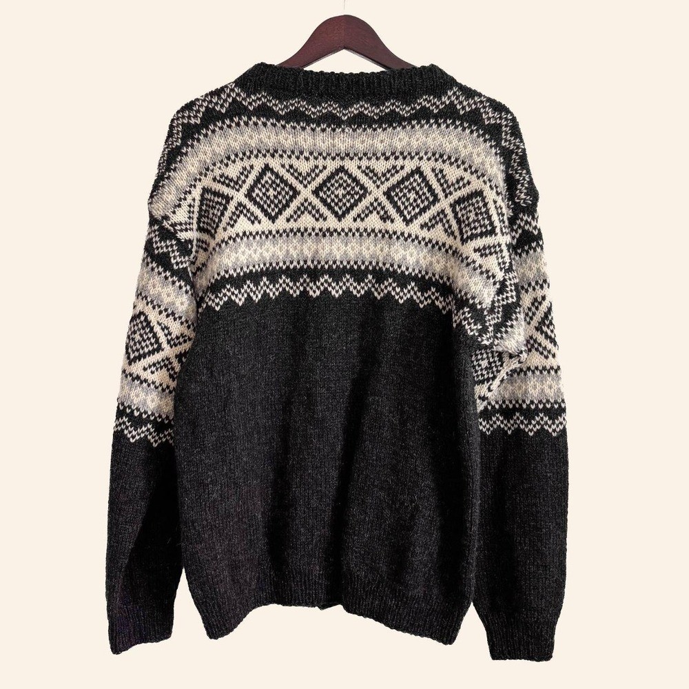 Vintage Handmade Sweater Nordic Knit Cardigan