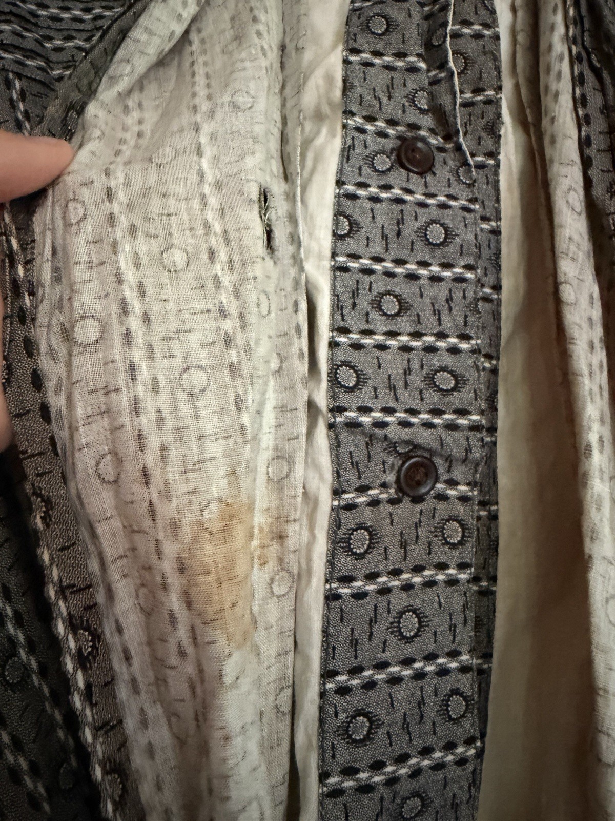BEAUTIFUL RARE EDWARDIAN DIX’S MAKE DIX MADE GRAY CALICO DRESS W LABEL