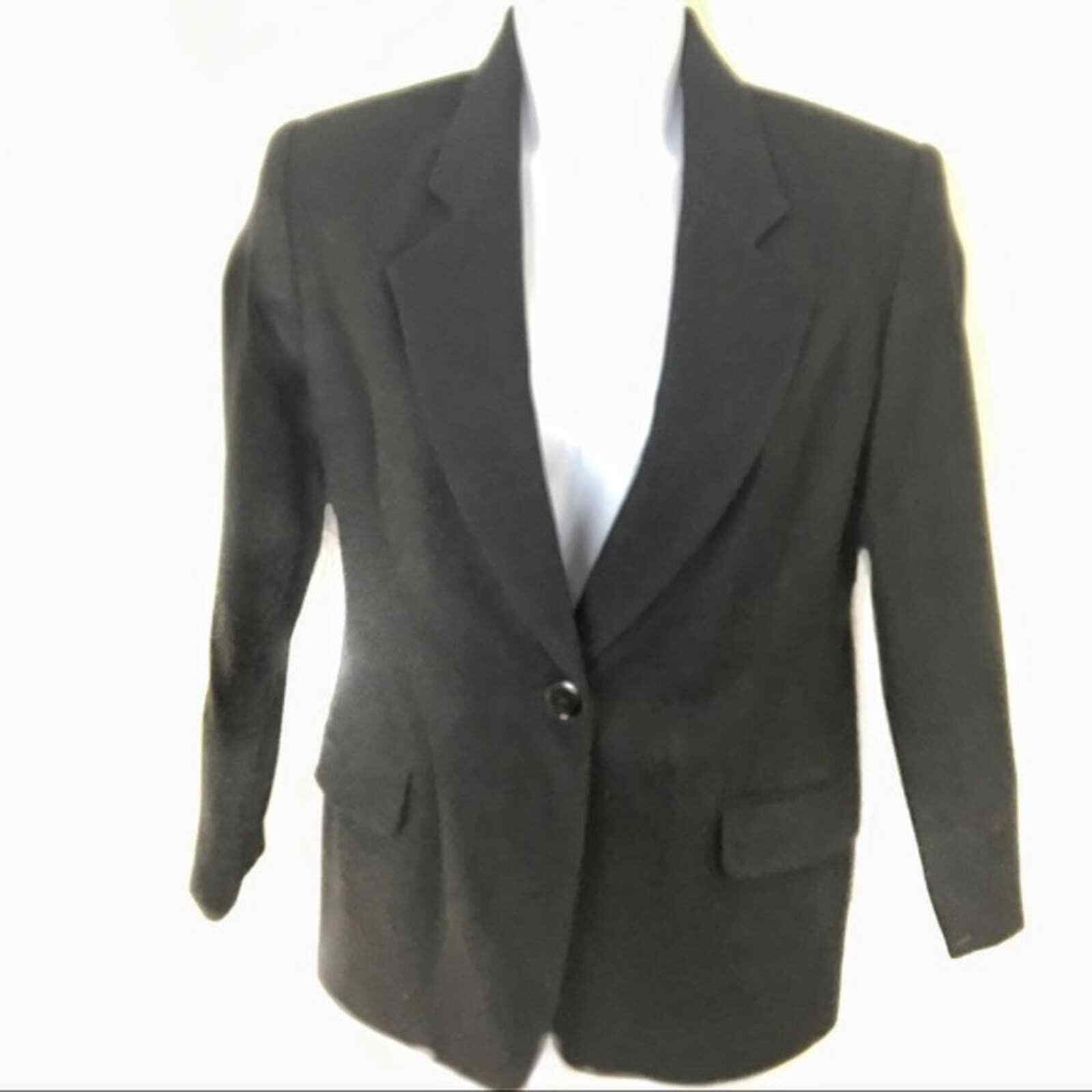 Career Blazer Worthington Womens Size 12 P Black Long Sleeve Collared Vintage