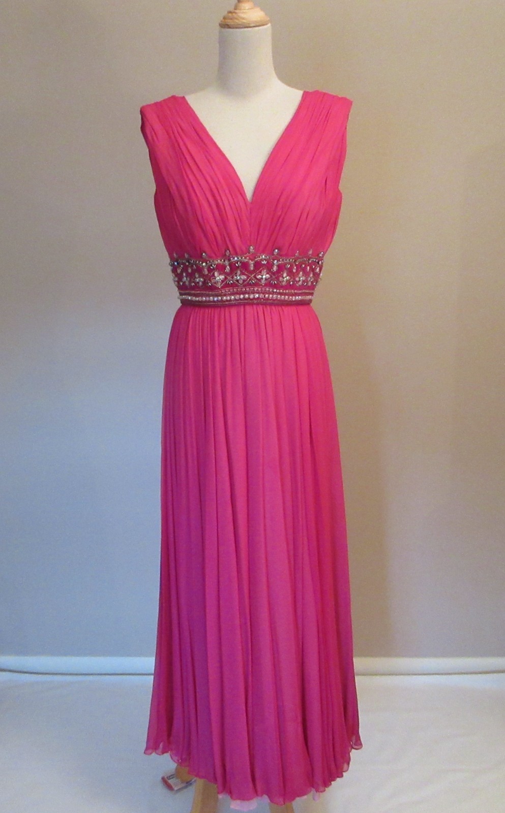 Vintage 1960s Bob Bugnand Chiffon Jeweled Gown Dress