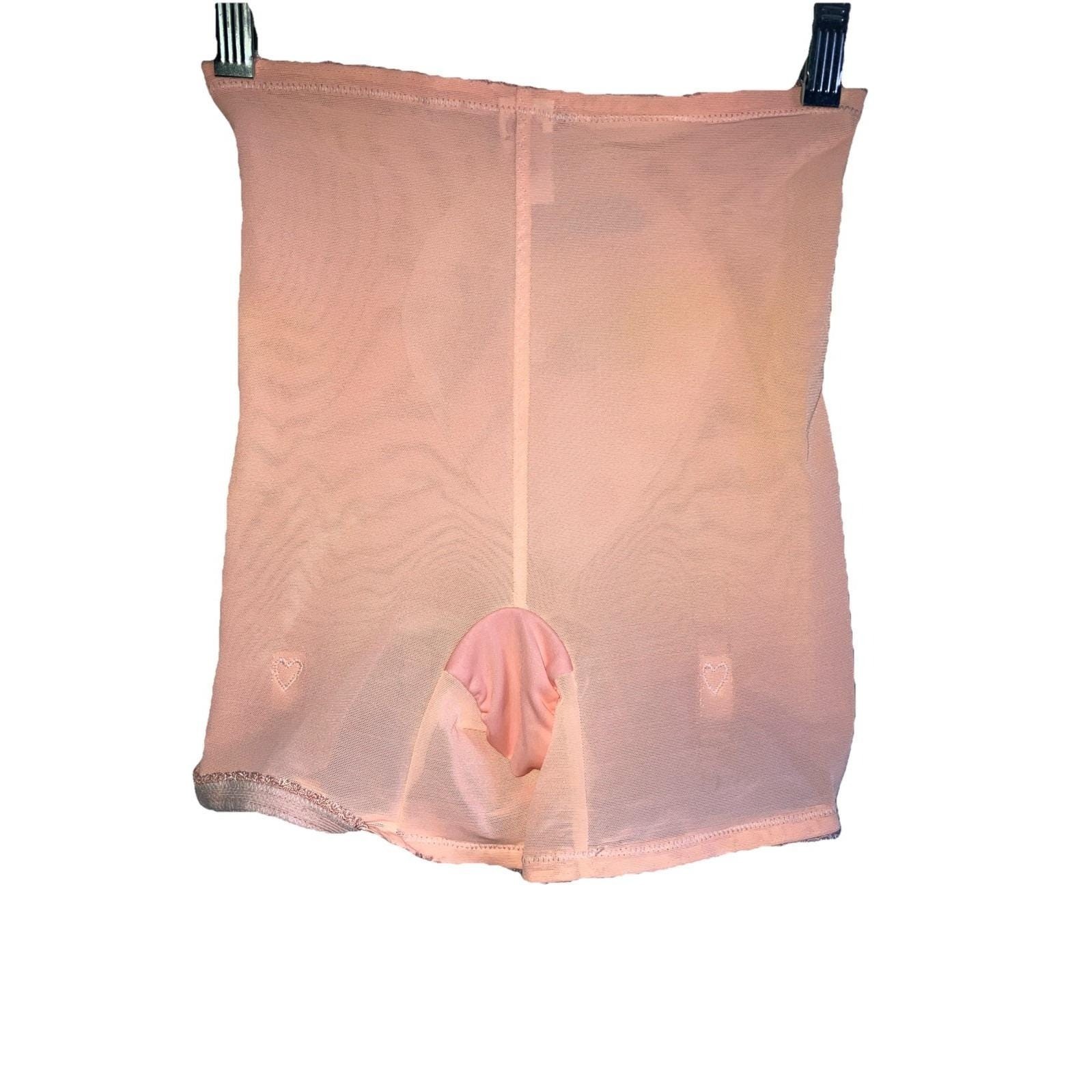 L Jennifer Dale Unusual hot coral pink bottom girdle heart stitch garter floral