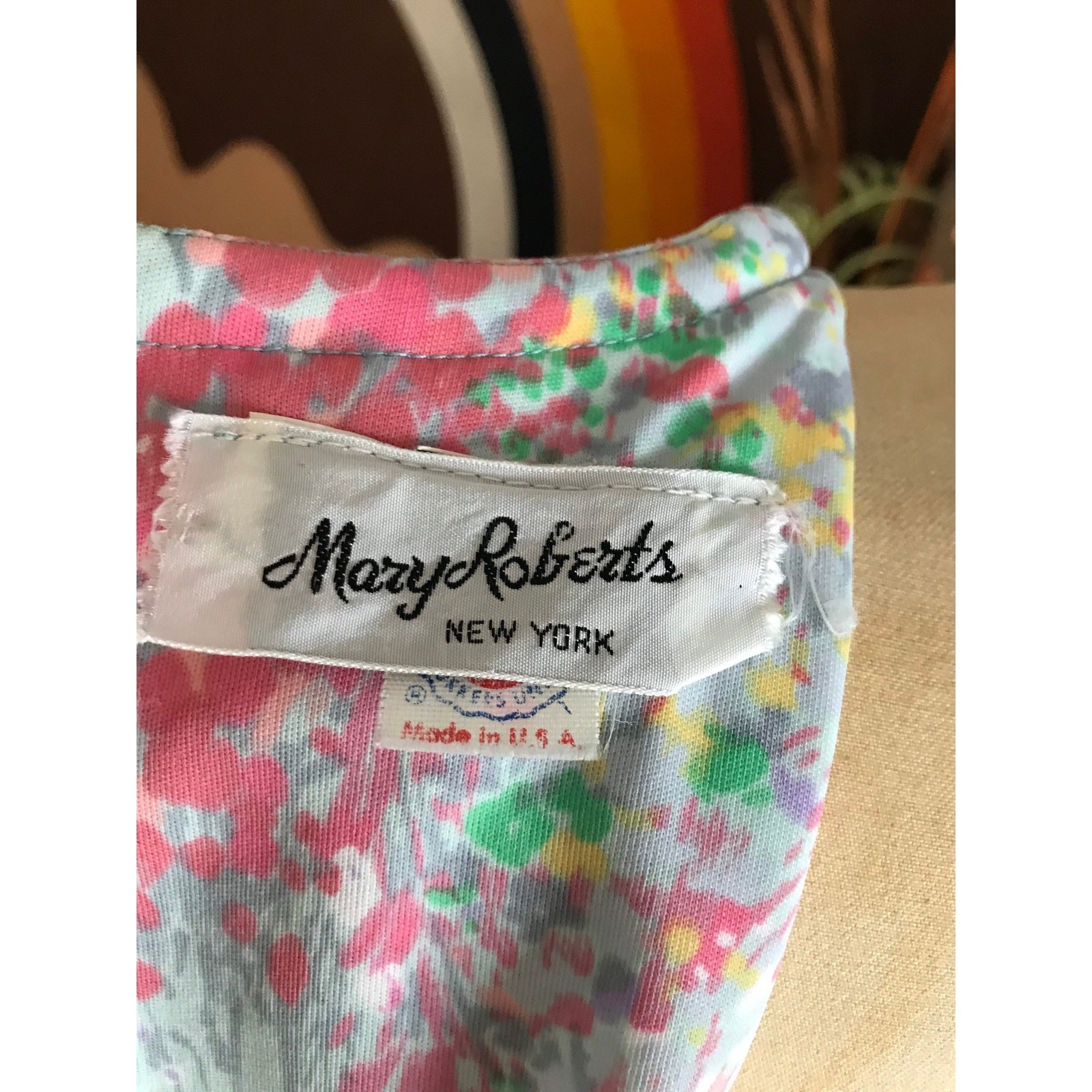 Vintage 1970s Mary Roberts Pastel Floral Dress with Detachable Chiffon Vest