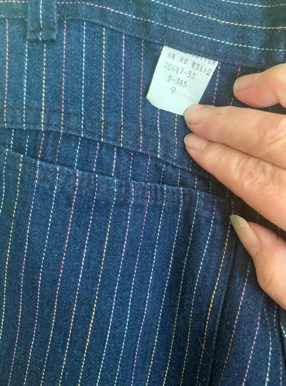 NOS Panama Jack vtg rainbow pinstripe pleated jeans junior 9 80s USA & sticker