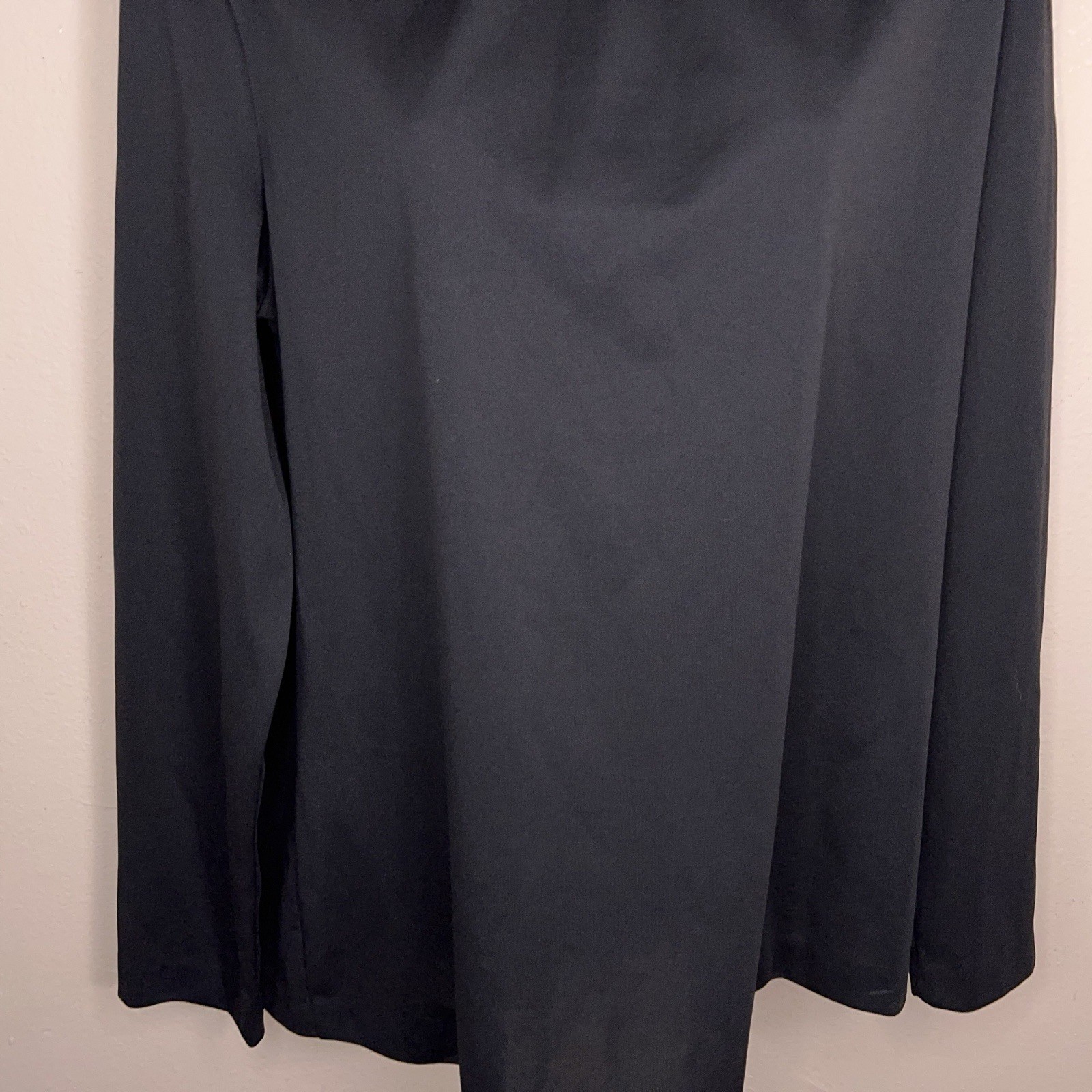 Vintage Ko Ko Knit Black Mock Neck Blouse Long Sleeve High Collar Pearl Accent
