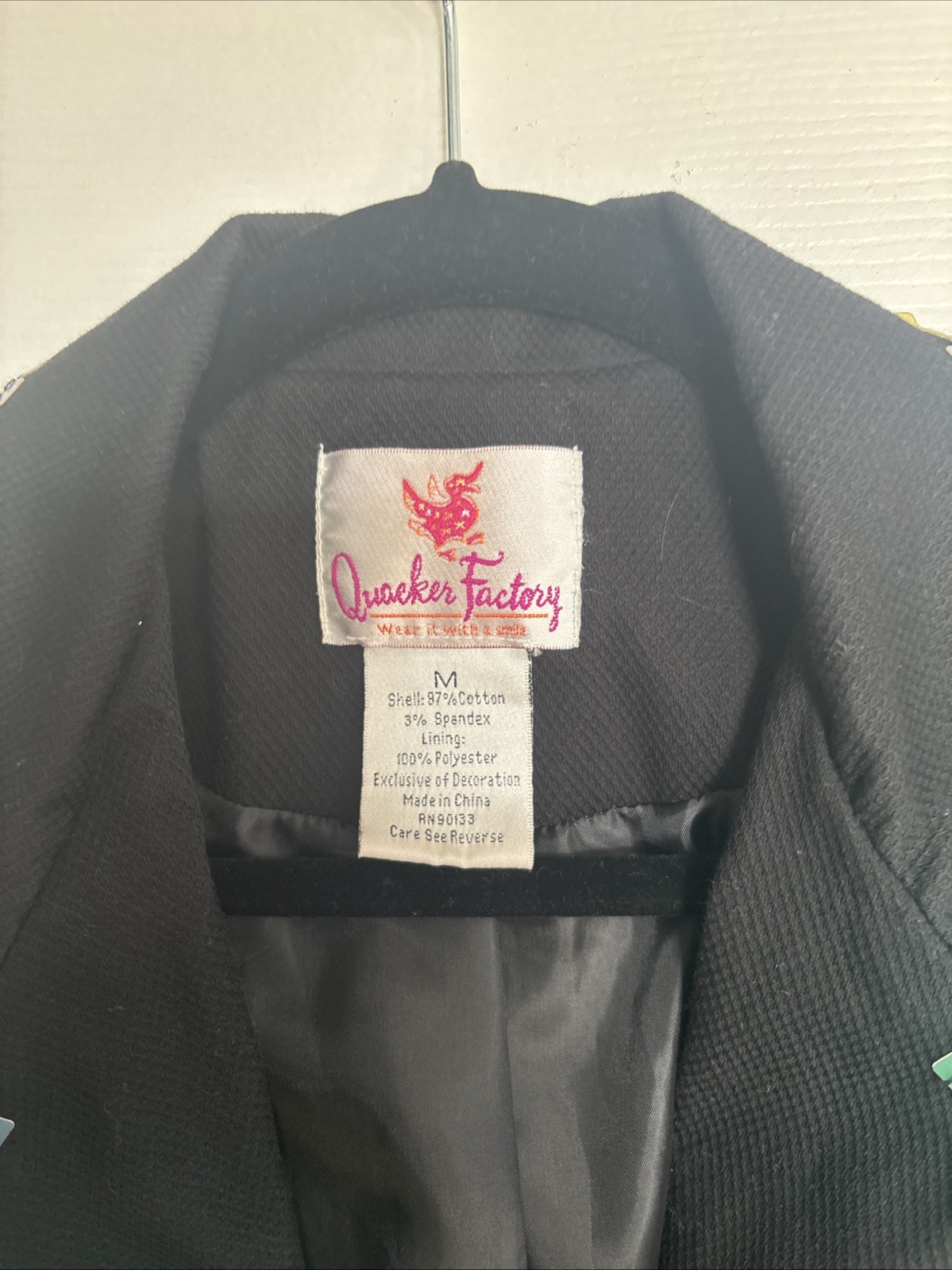 Vintage Quaker Factor Black Blazer with Green Holographic Trim
