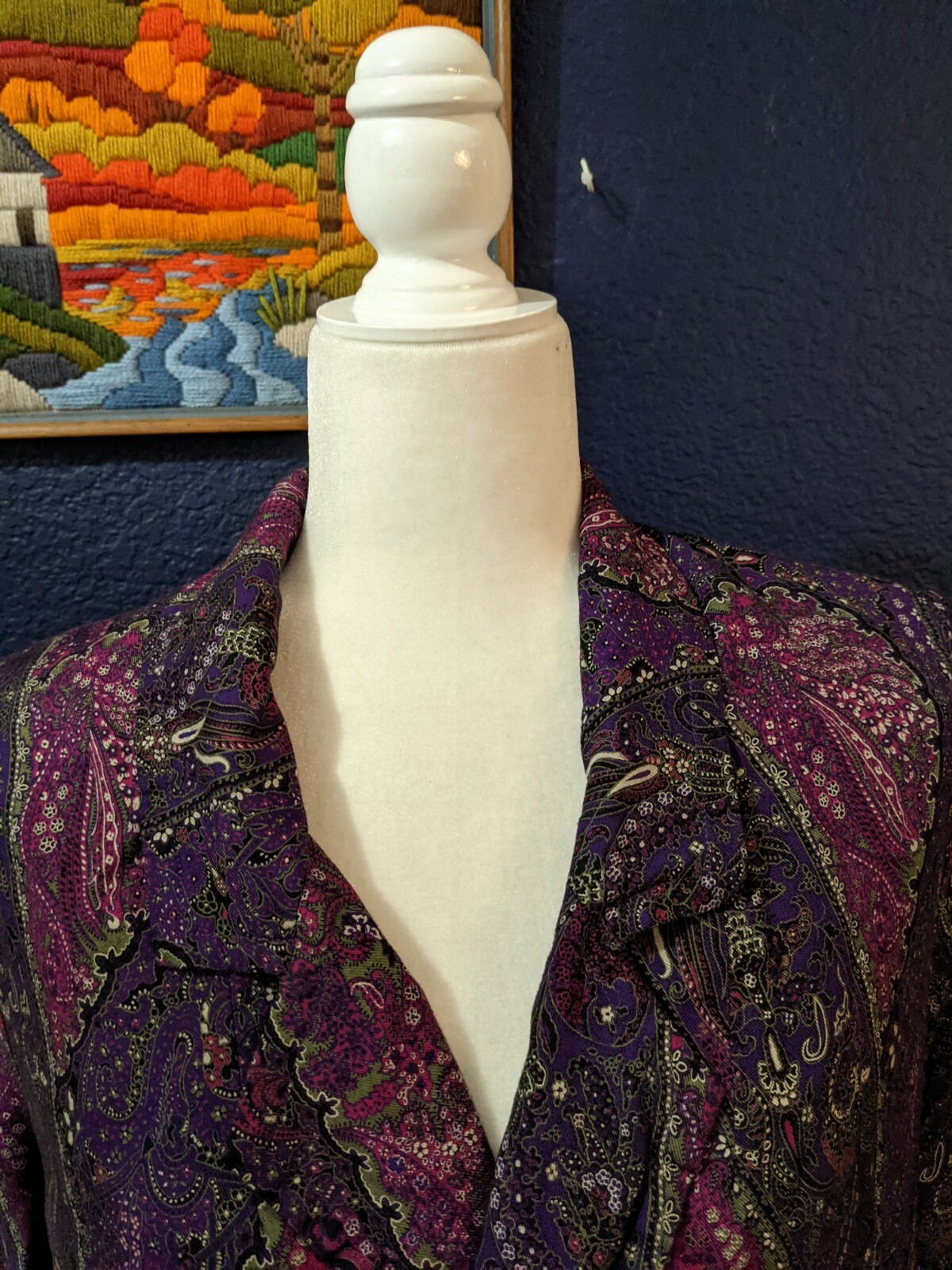 VTG Pia Rucci Paisley Floral Purple Jacket Blazer Sz 8 Medium M
