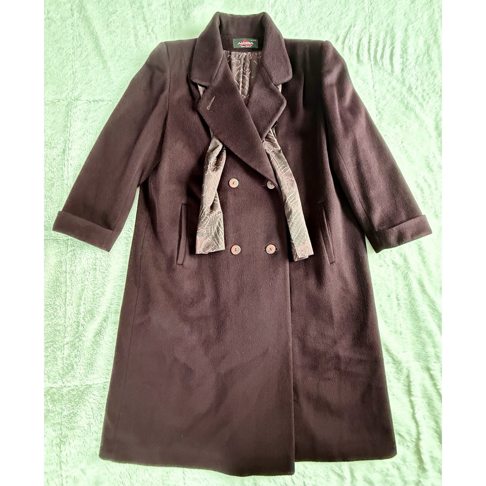 Vintage Super Fina Alorna By Forstmann Petite XLP Long Coat Plum Made In USA