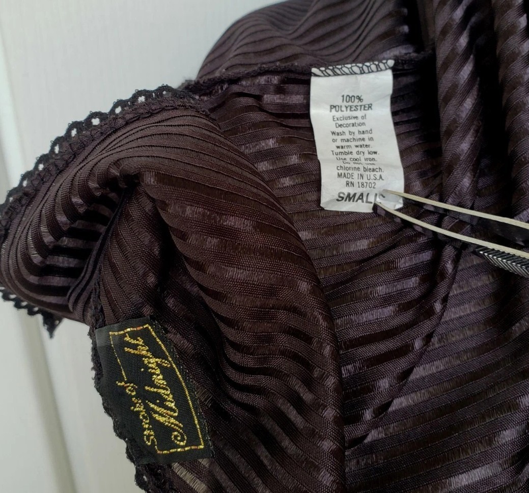 Vintage Stroke Of Midnight Satin Stripes Lingerie String Bikini Set Size Small