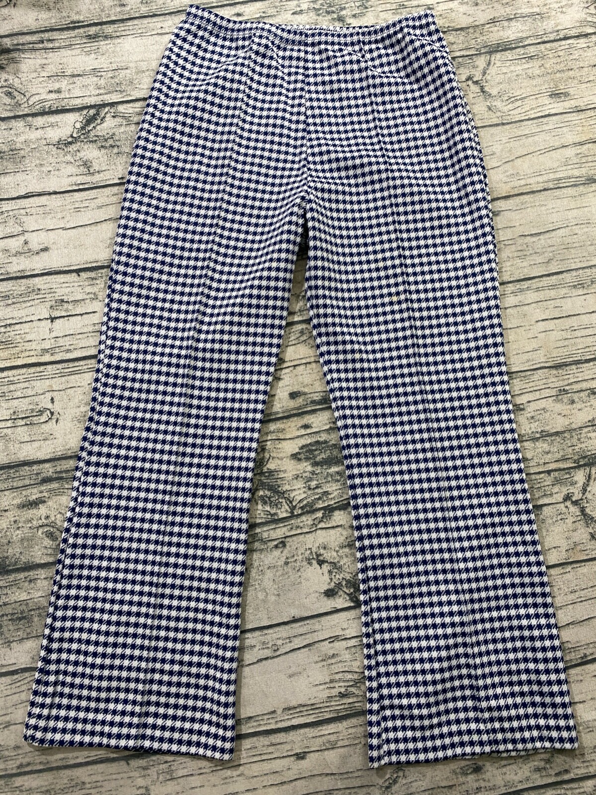 60s 70s Houndstooth Gingham Disco Flare Bell Bottom Pants (Fits 28×27) Hippie