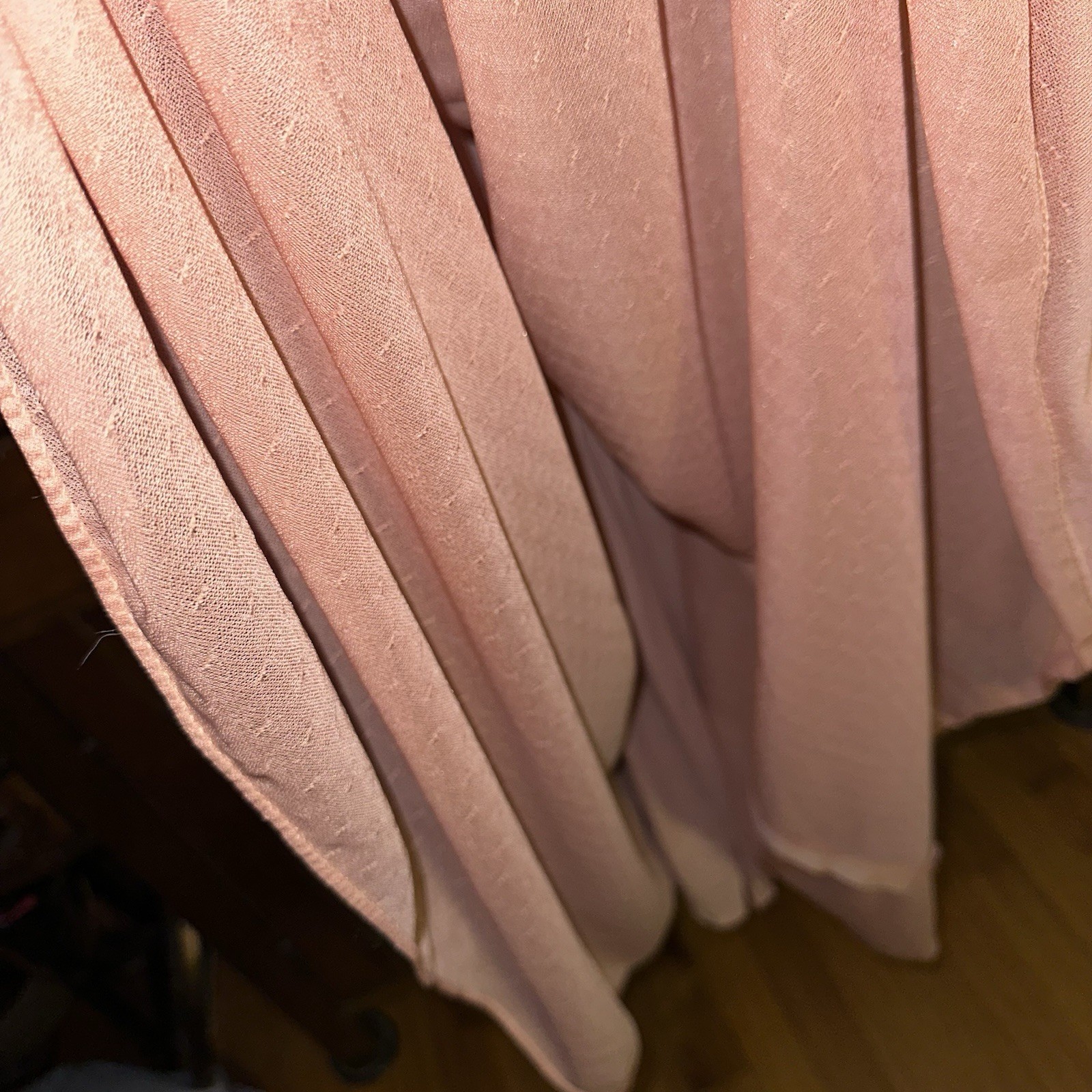 Vintage Peach Prairie Victorian Style Maxi Dress Pearl Buttons & Lace ’70’s