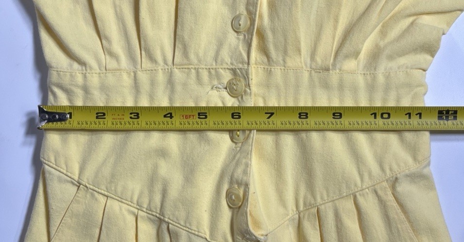 Vintage 70s/80s Betsy’s Things Sz Size 7 USA Made Yellow Jump Suit Jumpsuit