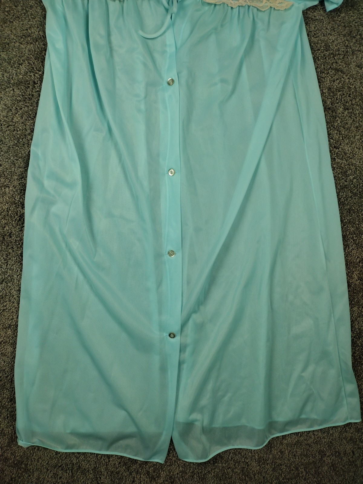 Vtg Chiffon Robe Blue Sheer Fairy Coquette Sz M Baby Doll 100% Nylon W Lace