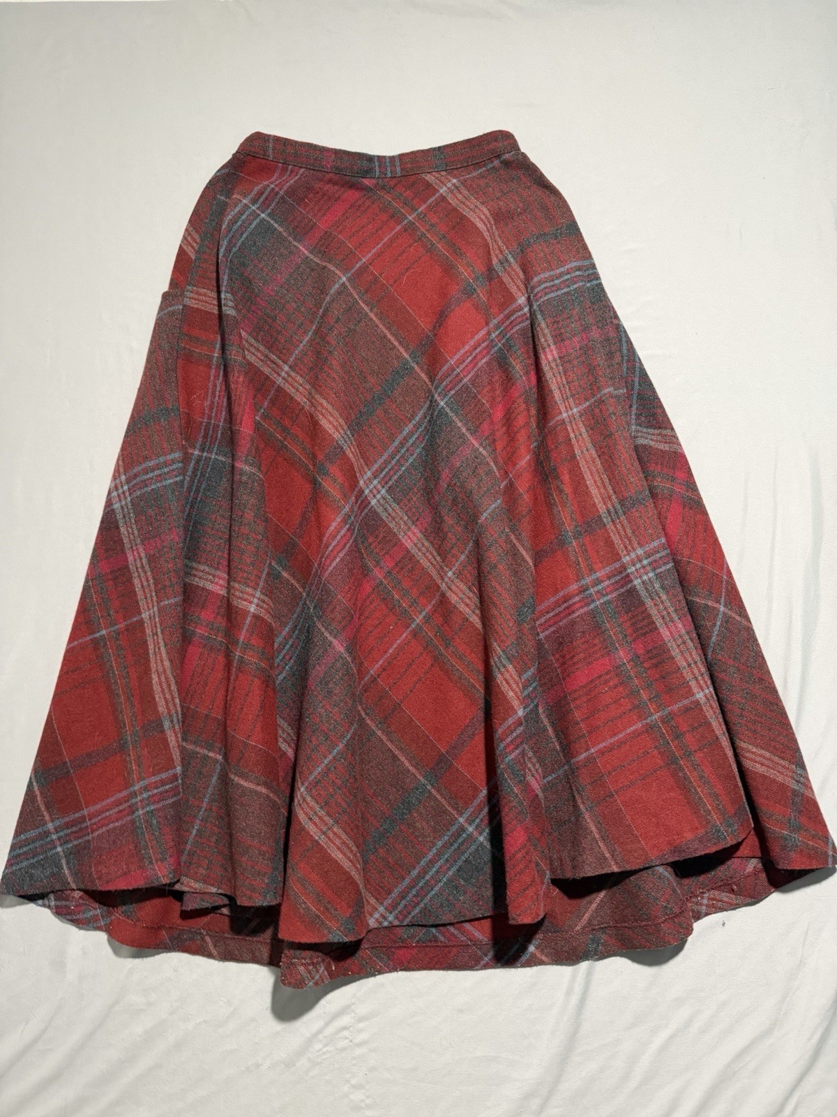 vintage vtg avon fashions red grey wool skirt, women’s 7/8