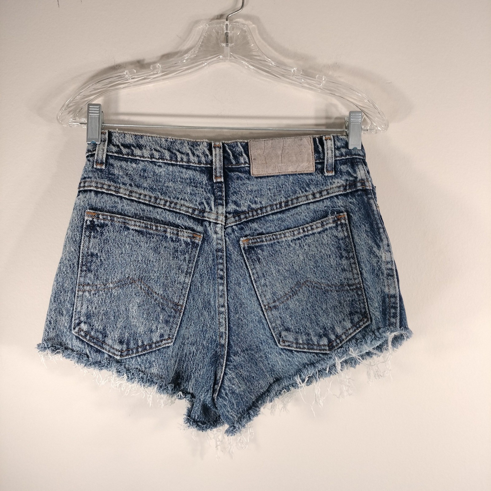 Vintage 90s Bugle Boy High Waisted Acid Wash Denim Cut Off Shorts 28 Waist