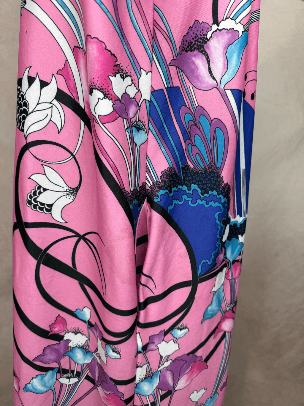 Vintage 90s does 70s Plus Size Caftan Groovy L XL Floral Psychedelic MCM READ