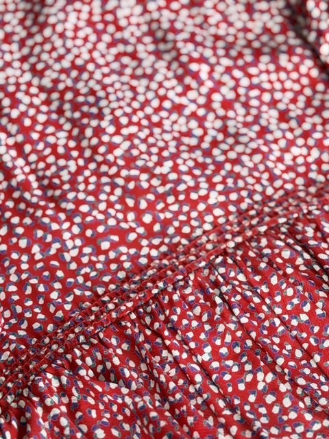 Vintage Jane Schaffhausen Belle France Rayon Dress Red Floral Ruffle Size 8 USA
