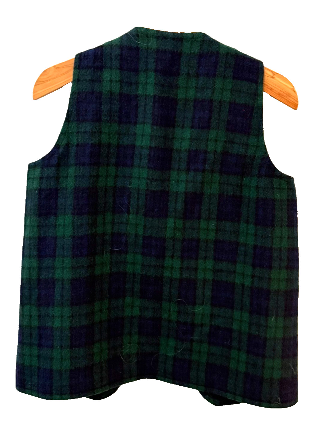 Vtg The Forge Burkraft Wool Vest Green Navy Plaid Tartan Open Front Women’s M