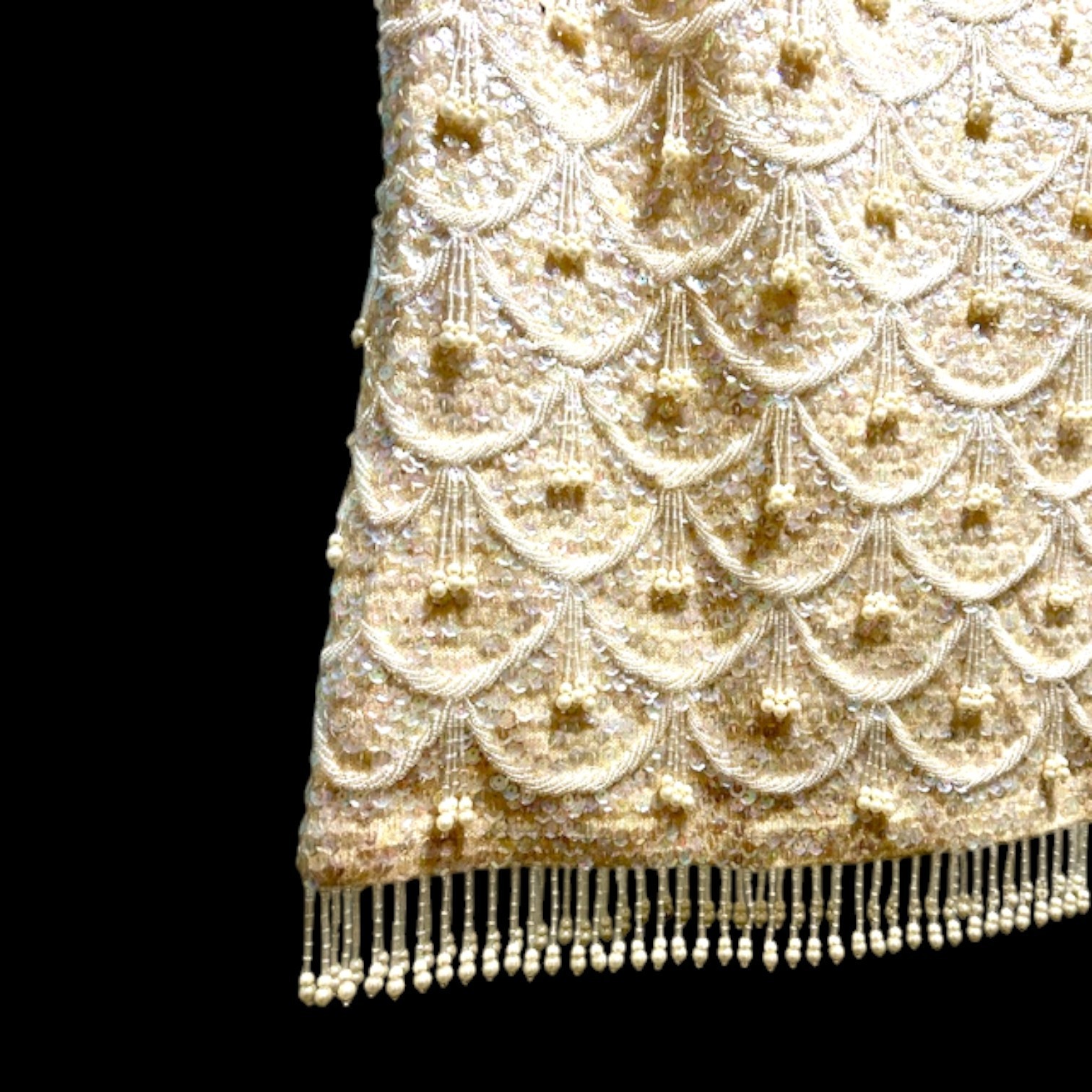 Mid Century 60s Beaded Sleeveless Party Top Brilliant Hand Beading & Sequins