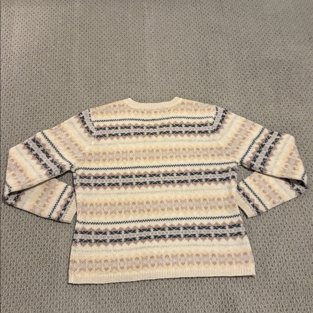 Y2K 90s Nordic Style 100% Wool Striped V-Neck Long Sleeve Sweater Jay Jacobs