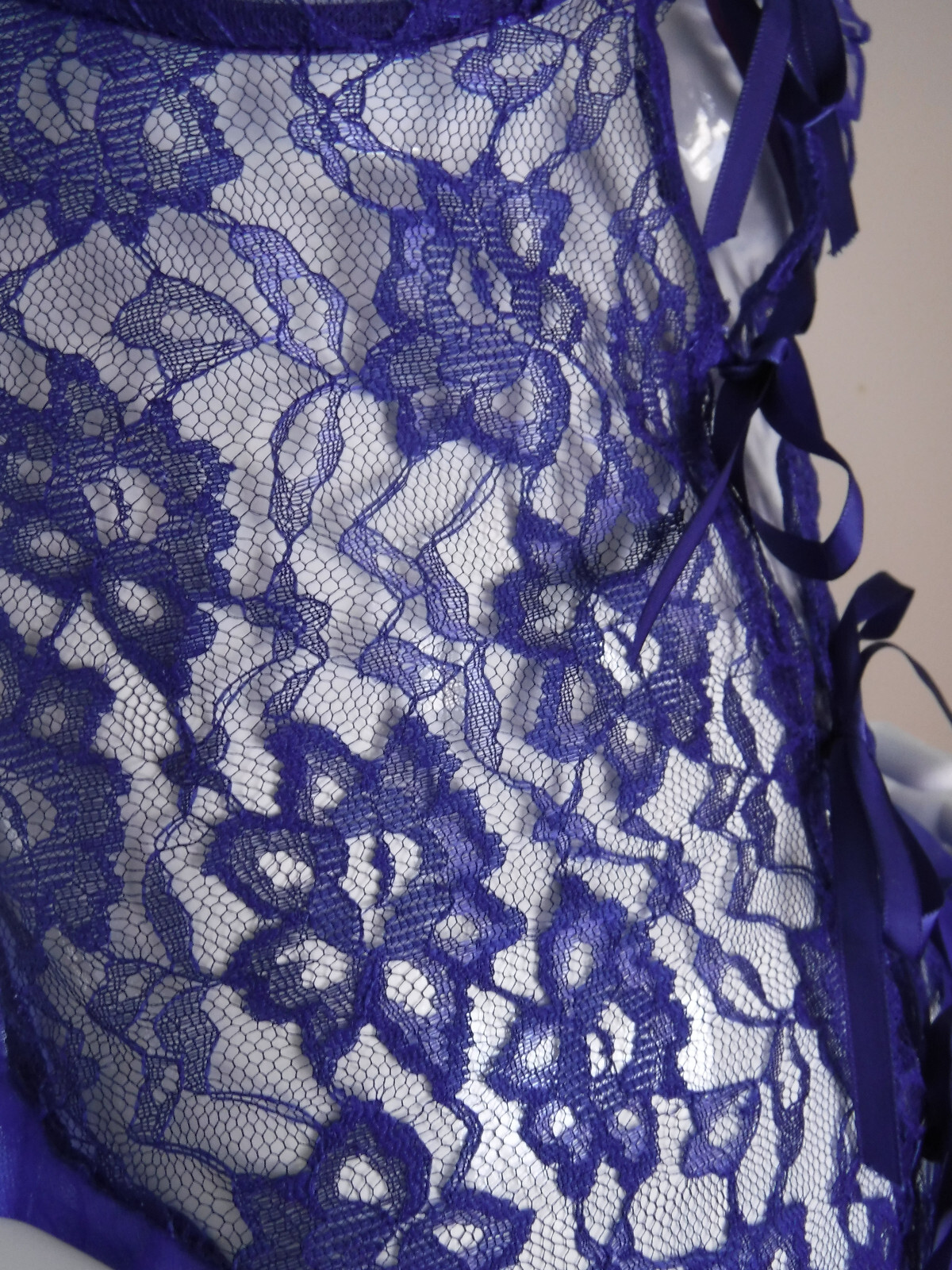 Frederick’s Of Hollywood VNTG 90’s New W/Tags Sapphire Blue Lace/Sheer Teddy Lg.