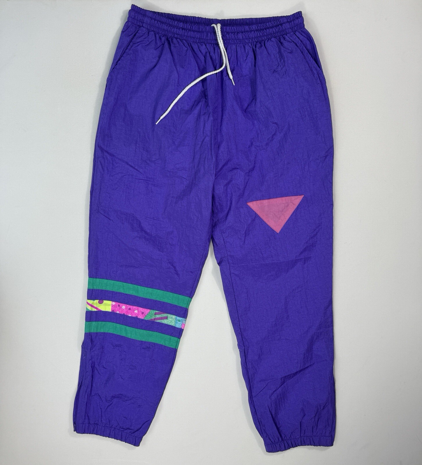 Sergio Valente Wind Pants Women’s Large Colorful VTG Purple Aerobics Work Out