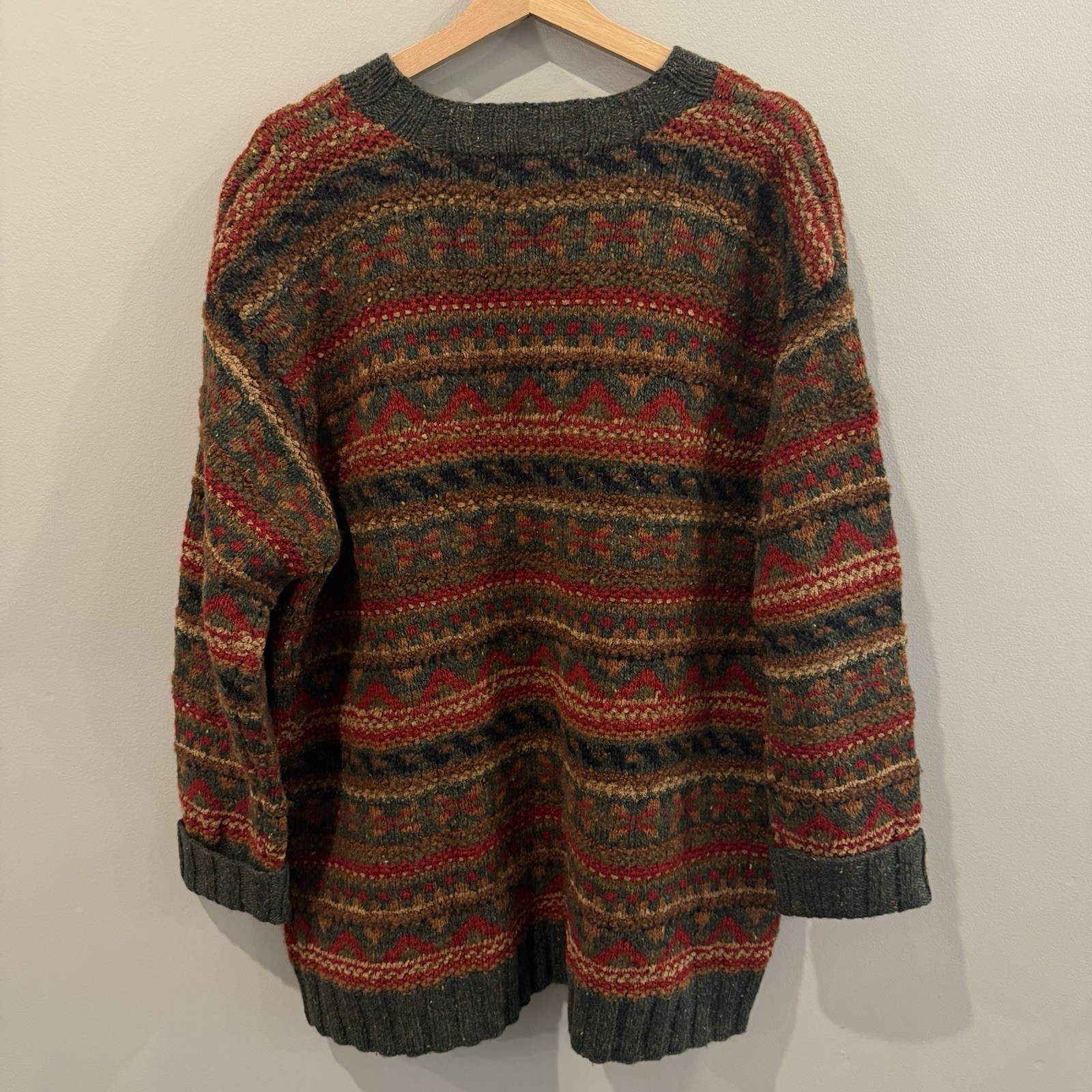 VTG Jones NY Cardigan Sweater XL Fair Isle Wool Silk Mohair Boho Cottage Grandpa