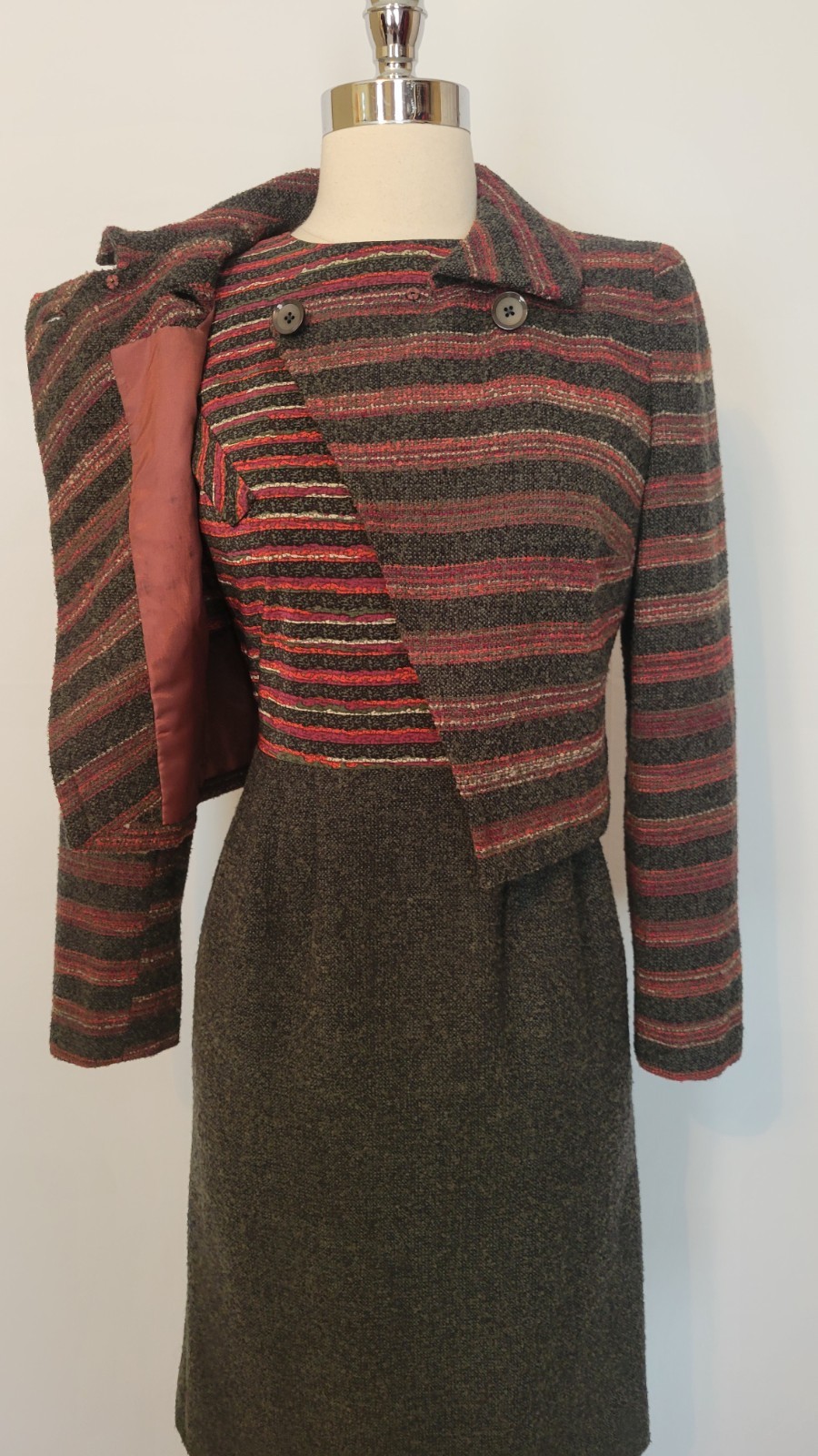Couture 1960s HARDY AMIES England 2 Pc Dress Jacket Set Suit XS/Small