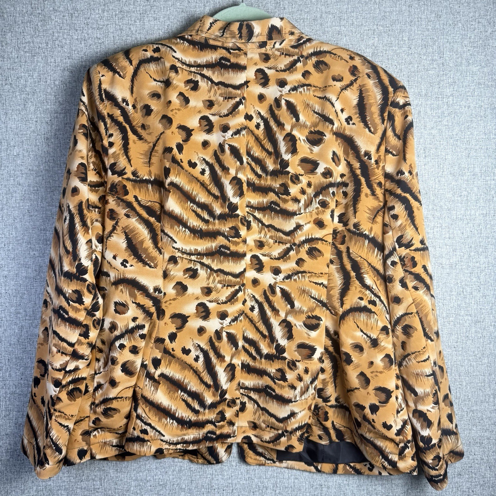 Vintage 90s Fern Bratten Bomber Jacket Leopard Animal Print Black Brown XL/2XL