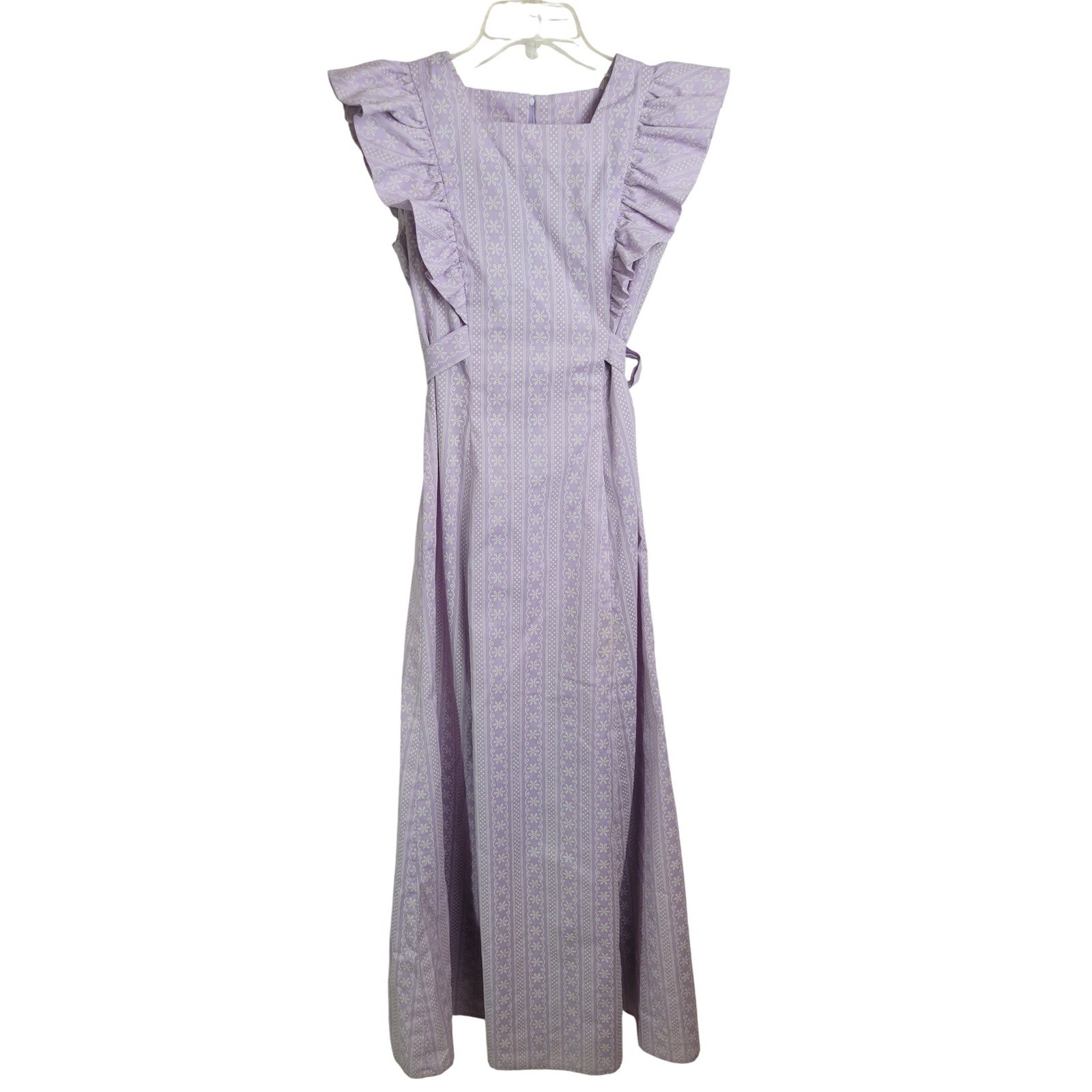 Vtg Maxi Dress Vintage Handmade Cottagecore Prairie Ruffle Purple Lavender XS