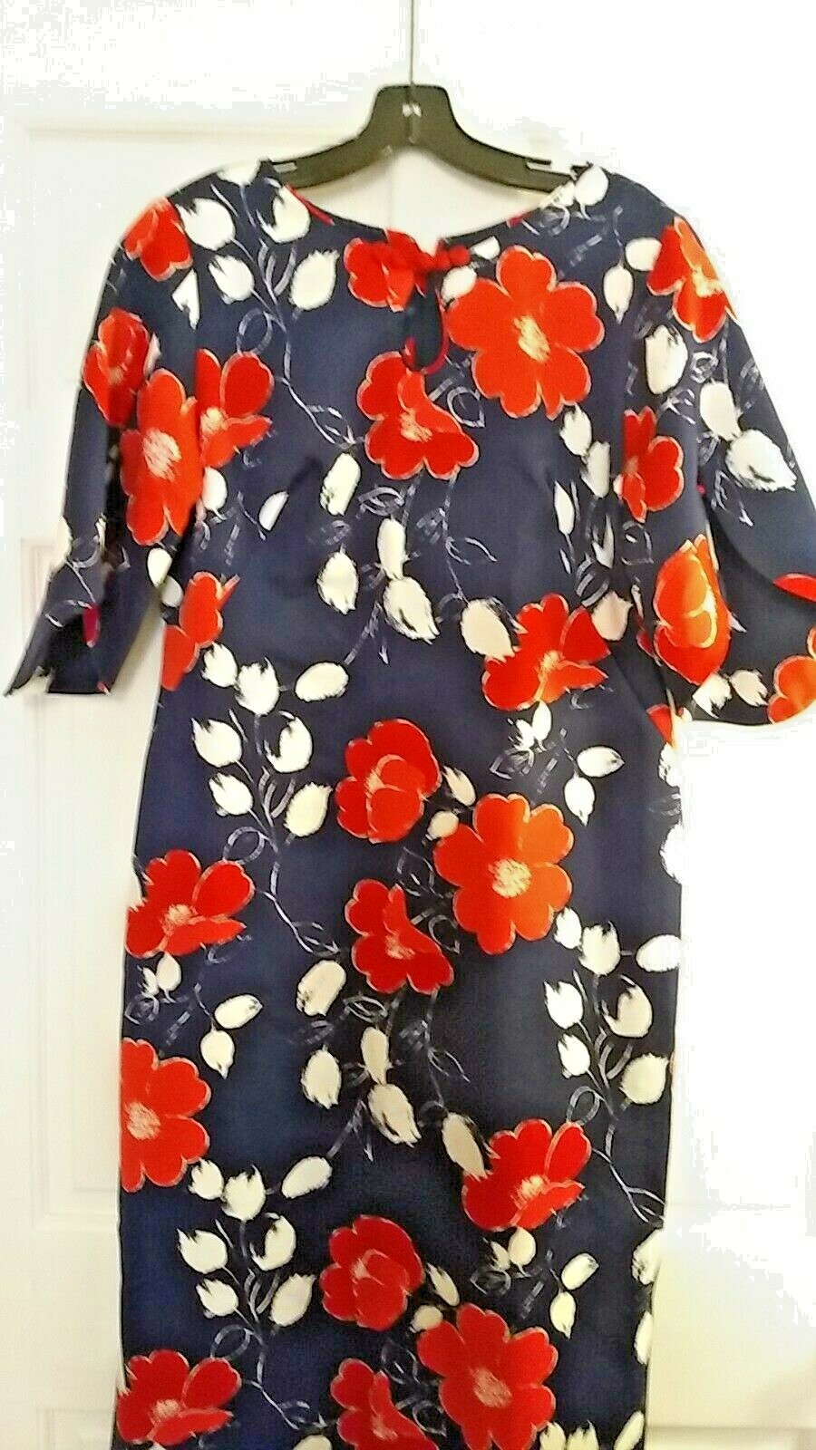 Vintage McInerny Hawaii Blue Red White floral Full Length Women’s Dress 10/12