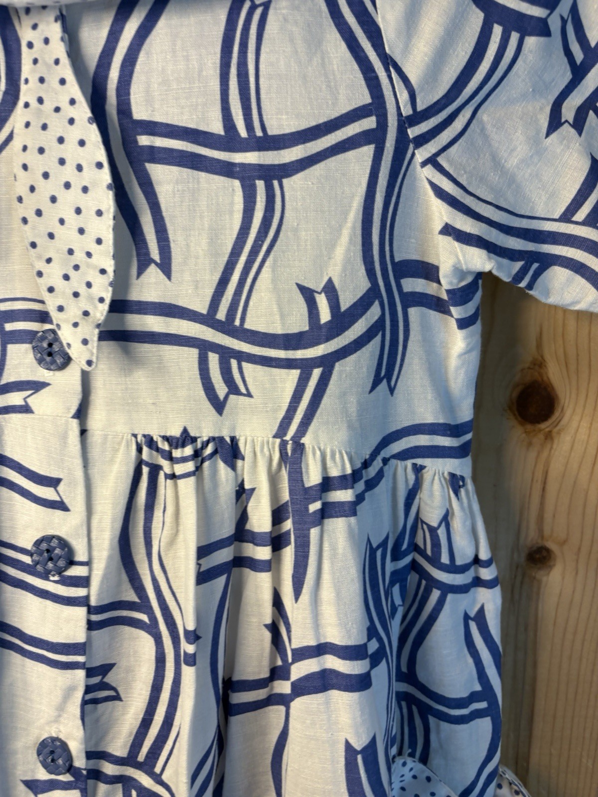 VTG COTTAGECORE Sailor Collar PRARIE Rococo Dress Girls XL WOMENS 2XS EUC LINEN