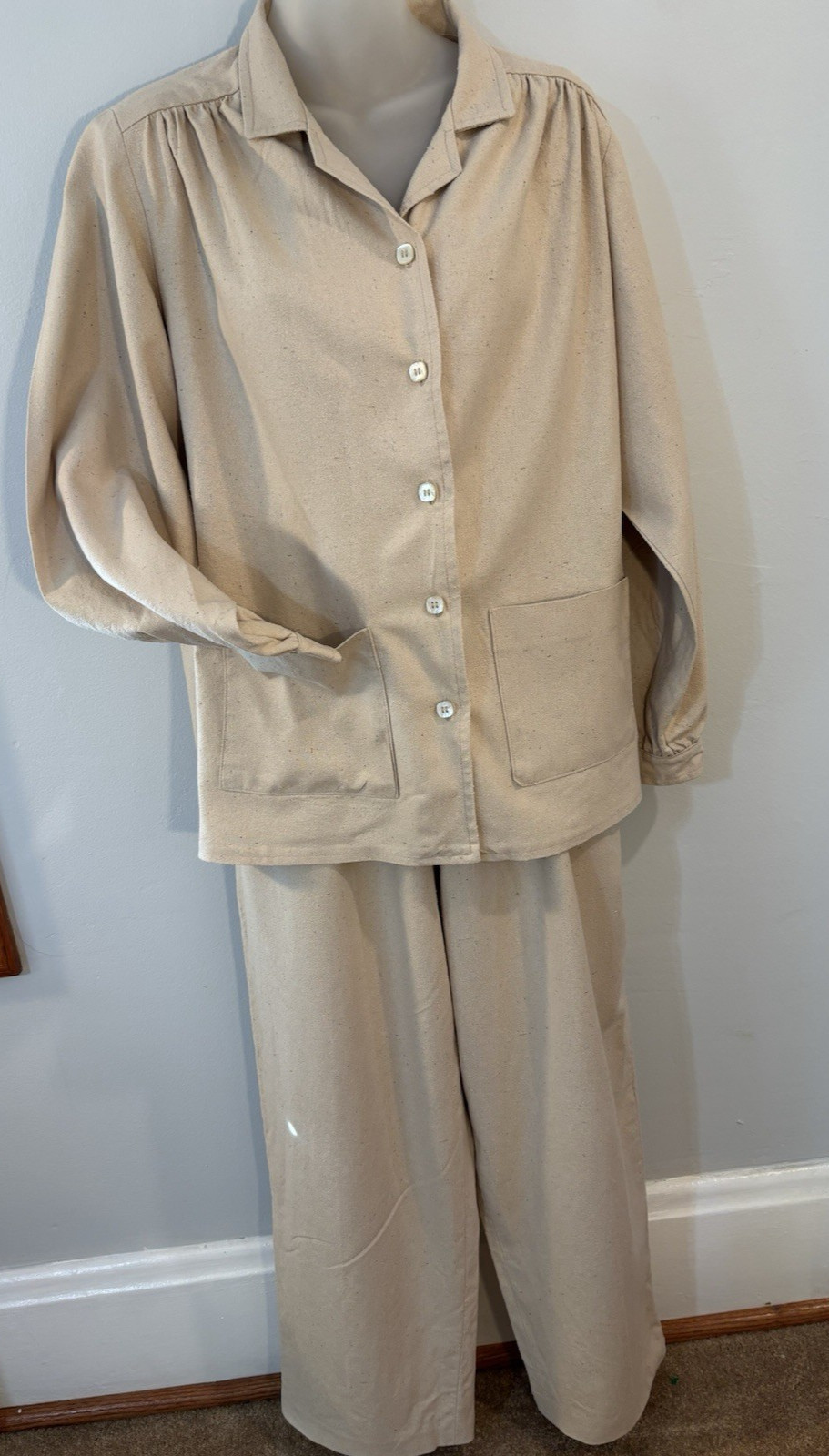 Roomy 70’s Vintage Pant Suit by Thimble Weeds nubby cotton vacation wear size M