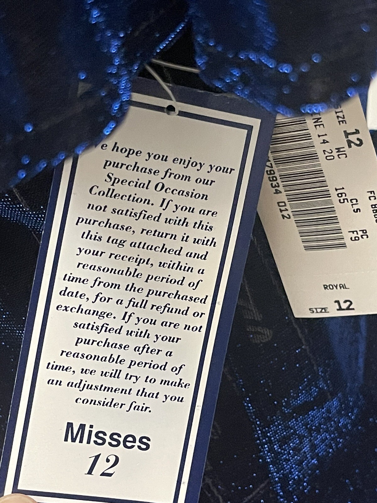 New Vintage Dress 80’s 90’s Molly Malloy Evening 12 Formal Blue Metallic USA