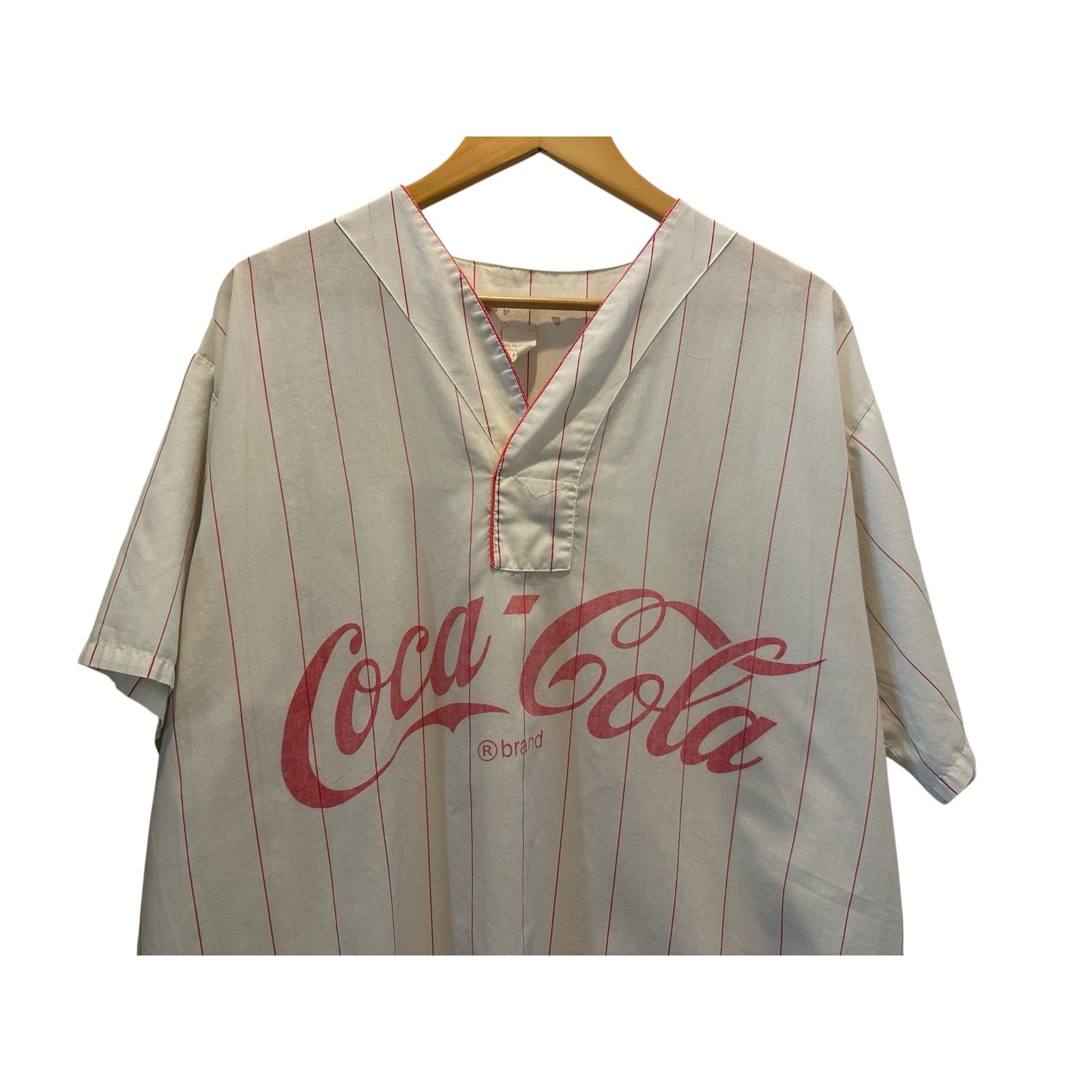Vintage Coca-Cola Nightgown Pinstripe Logo Oversized Coke Nightshirt Size L