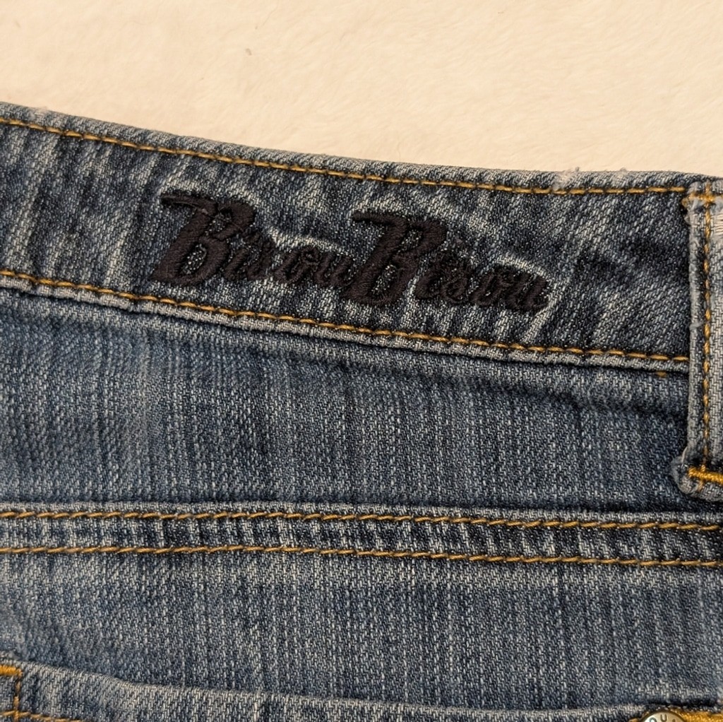 Bisou Bisou Y2K Bootcut Jeans Medium Wash Distressed Size 8