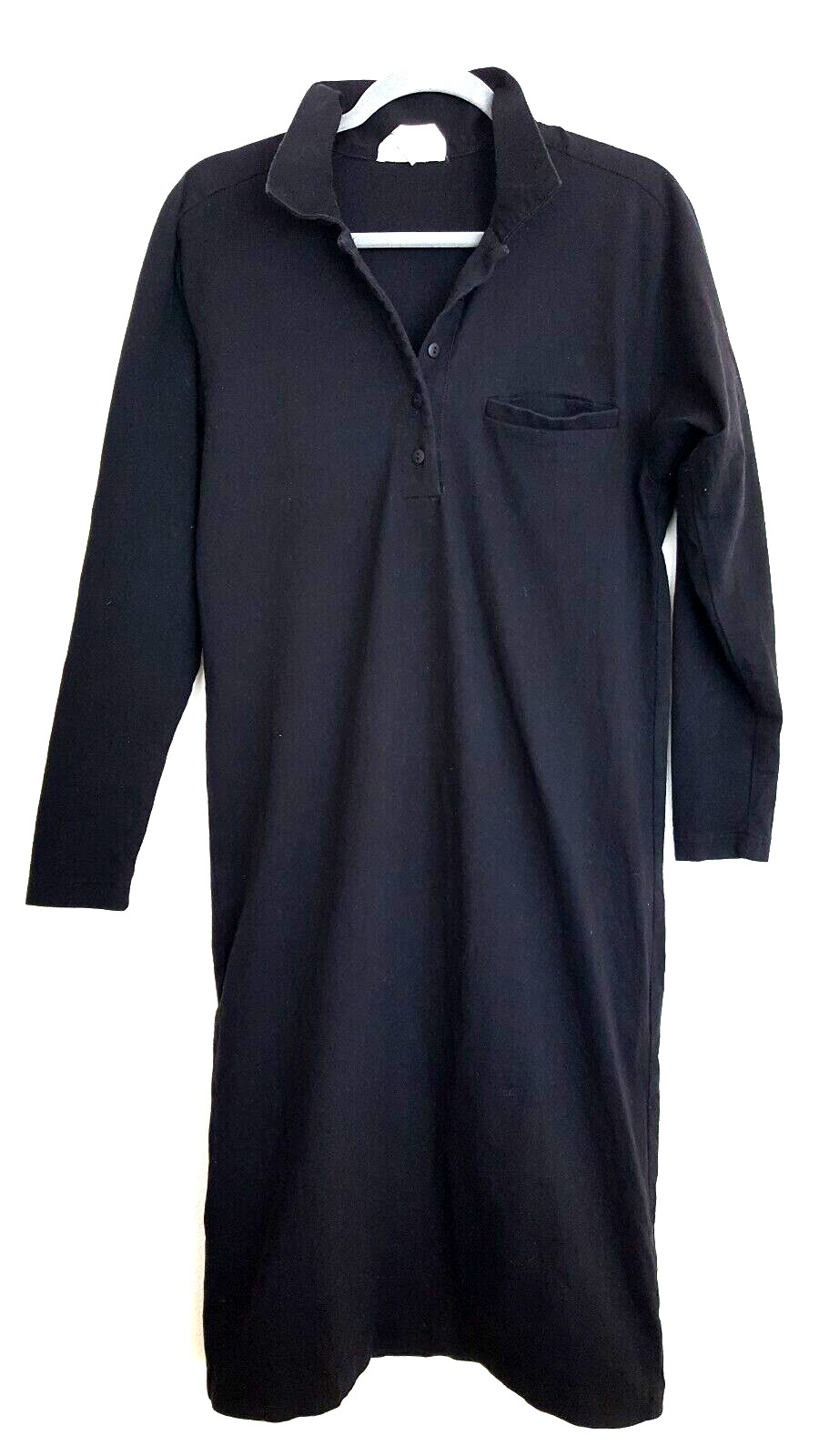 Black Polo T-Shirt Dress Size Medium White Water Casual Vintage 1980s