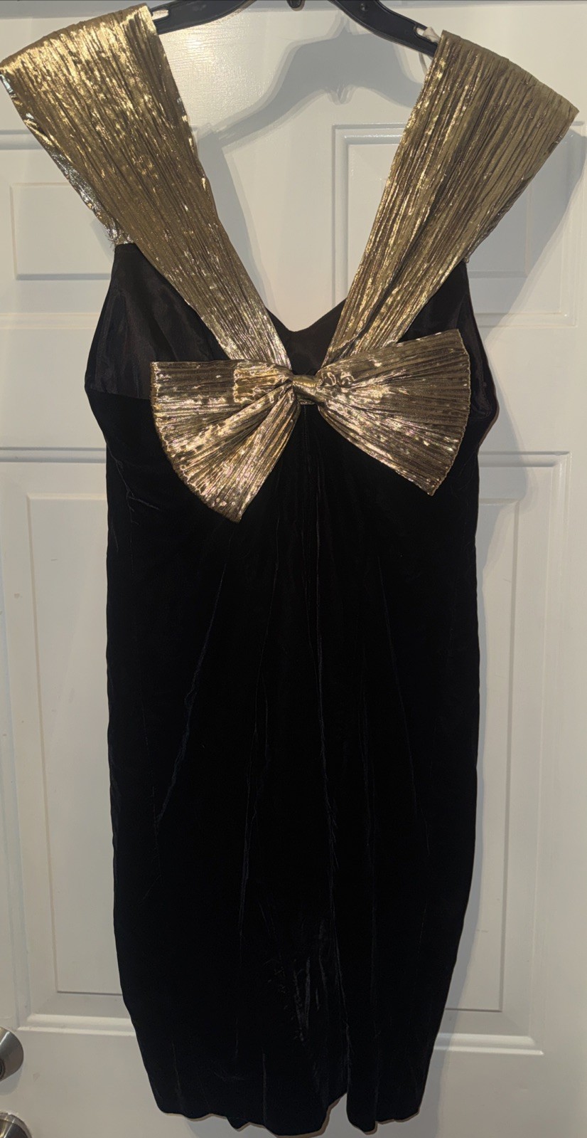 VTG Jessica Howard By Mitchell Rodbell Stunning Velvet Dress Gold Trim Size 10