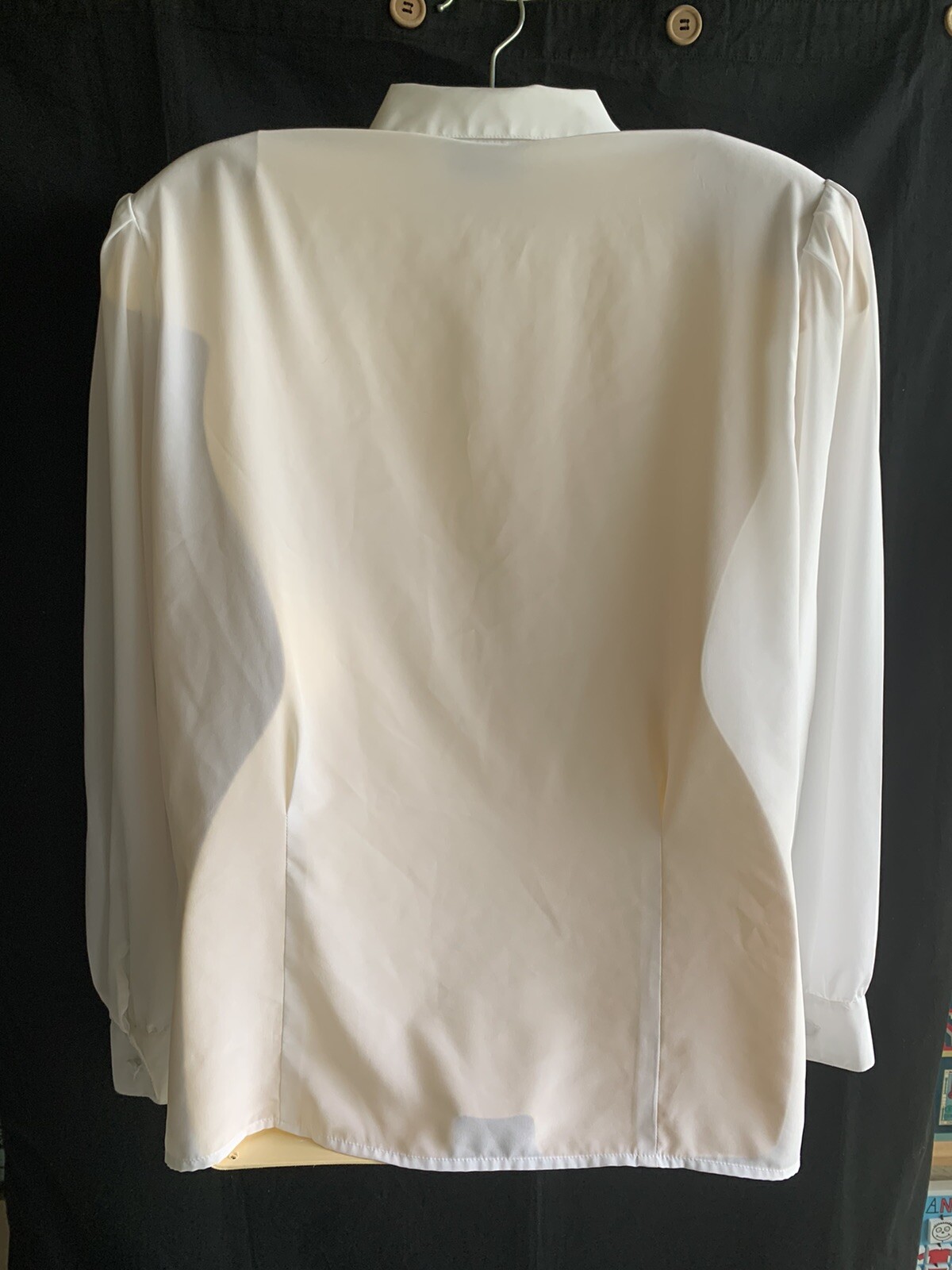 VINTAGE Lady Manhattan Sheer Blouse/Shirt/Top Polyester White Long Sleeve SZ 14