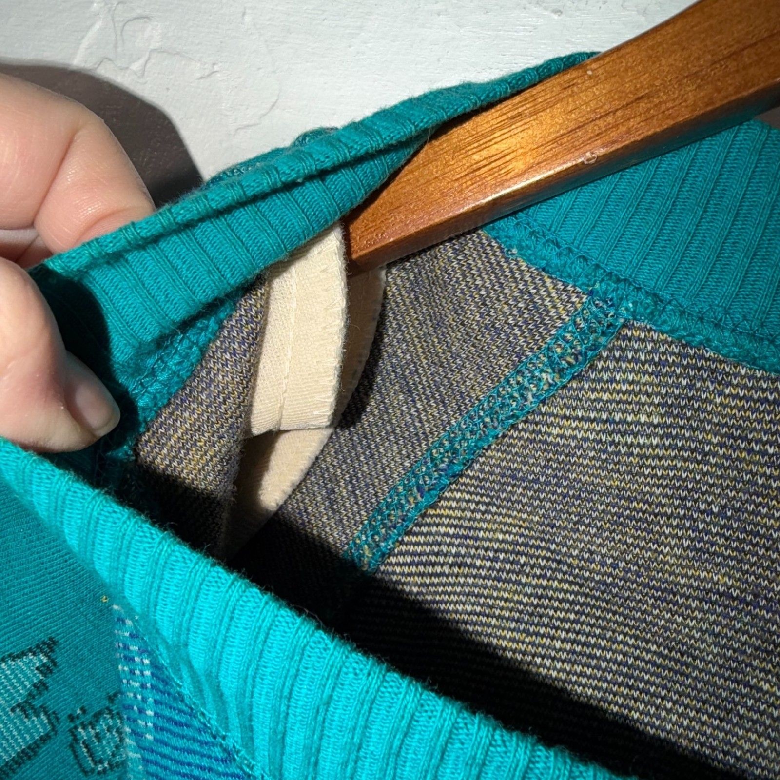 Vintage Christian de Castelnau Teal Cotton Maxi Sweatshirt Dress M Folk USA