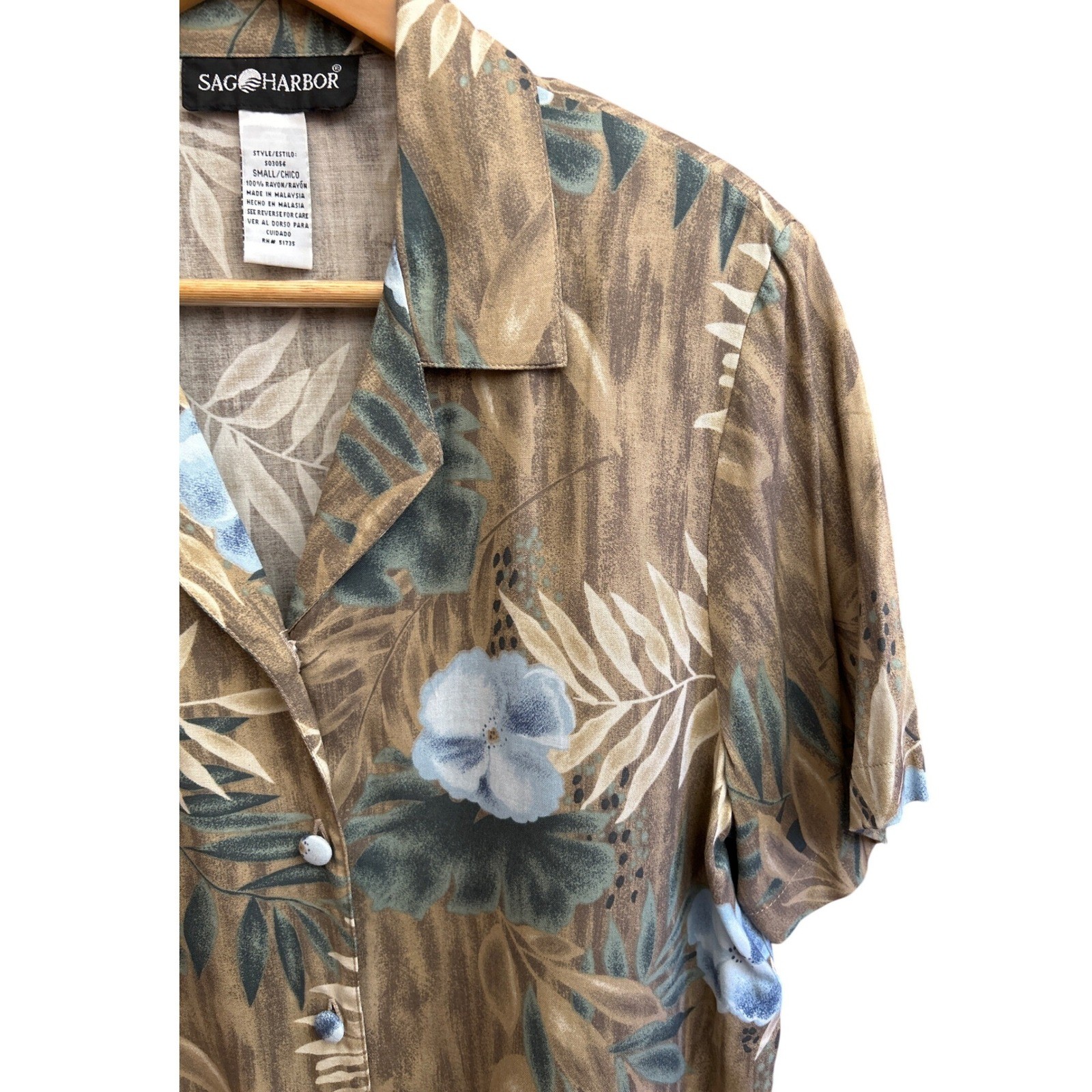 Deadstock Sag Harbor Tropical Floral Blouse Coastal Grandma Hawaiian Summer Top