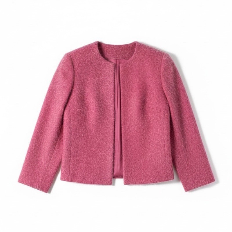 Vintage 70s/80s Lombardi Mohair Jacket Womens Medium Pink Fuzzy Lined Tailored