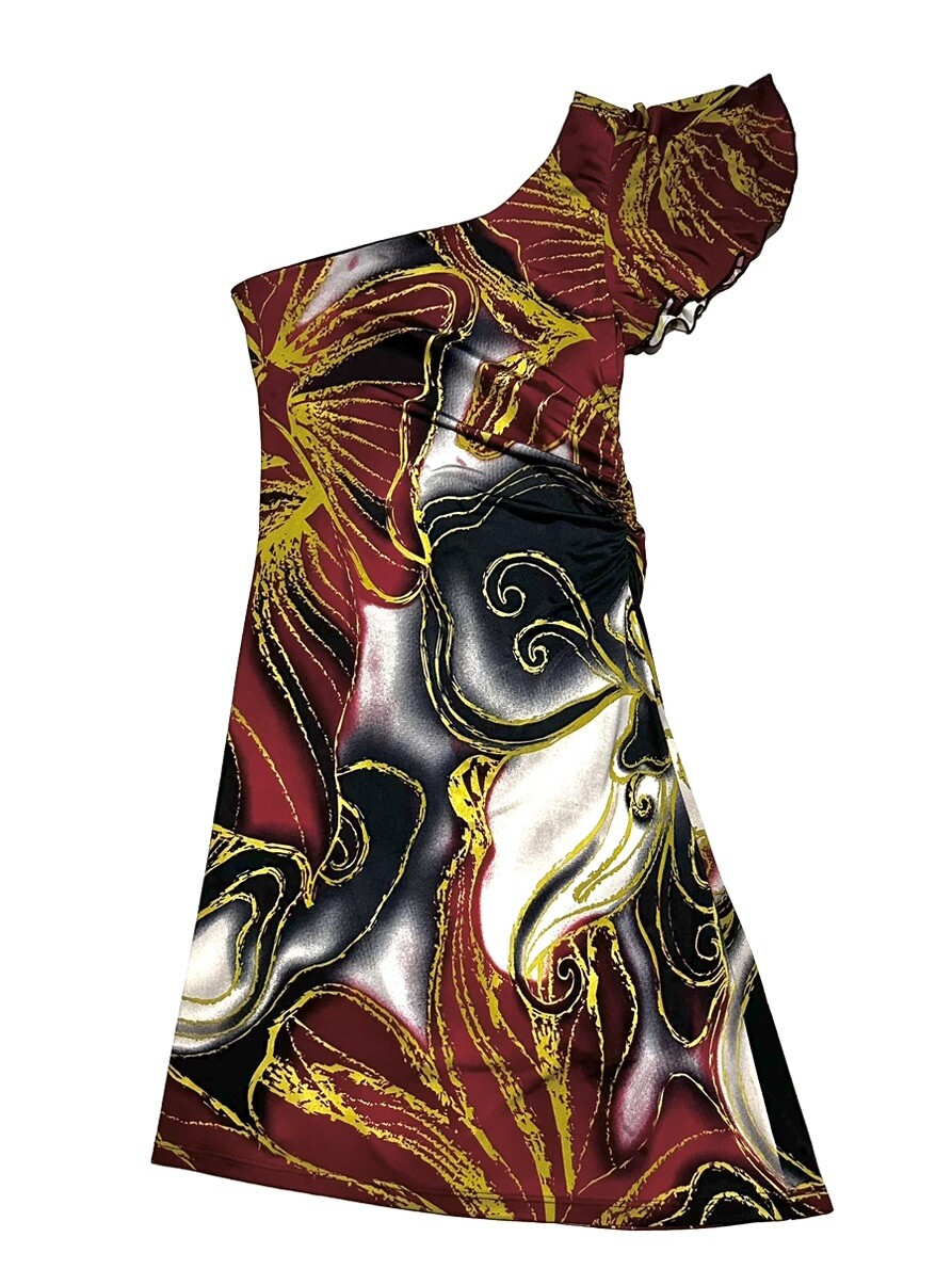Vintage 90s Y2K women’s Bliss slip on one shoulder asymmetrical mini dress