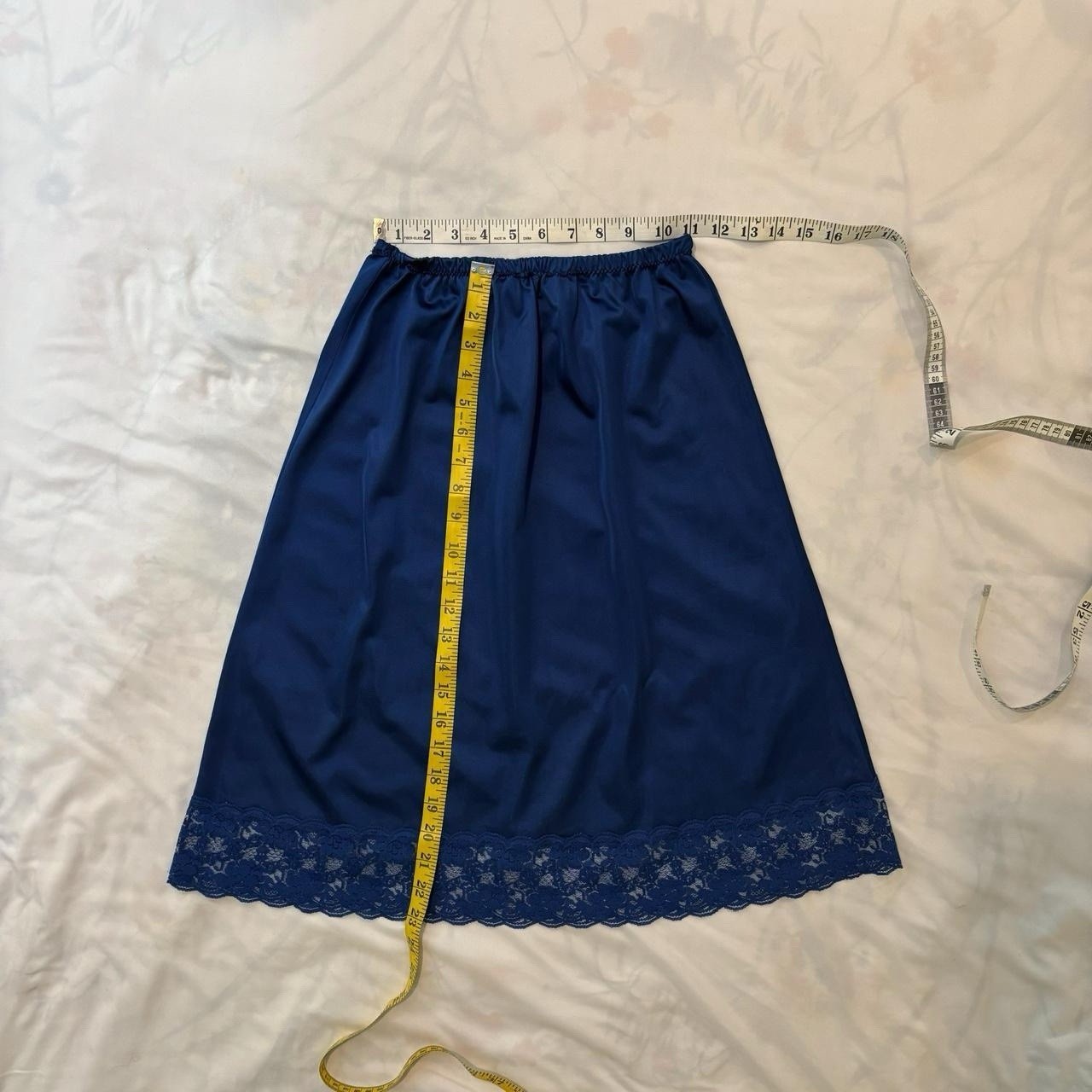 Blue Lace Skirt Slip Vintage 70s Coquette Whimsygoth Handmade Small