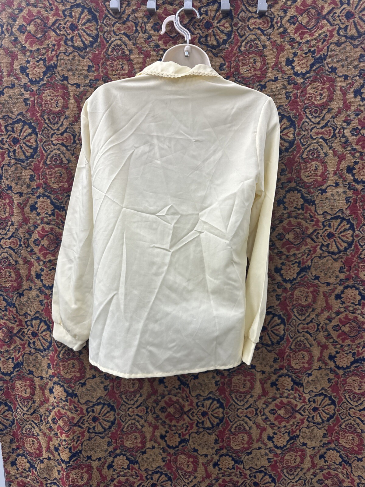 Vintage 80’s Women’s Pat Fashions Cream Blouse Size Large Canary Yellow