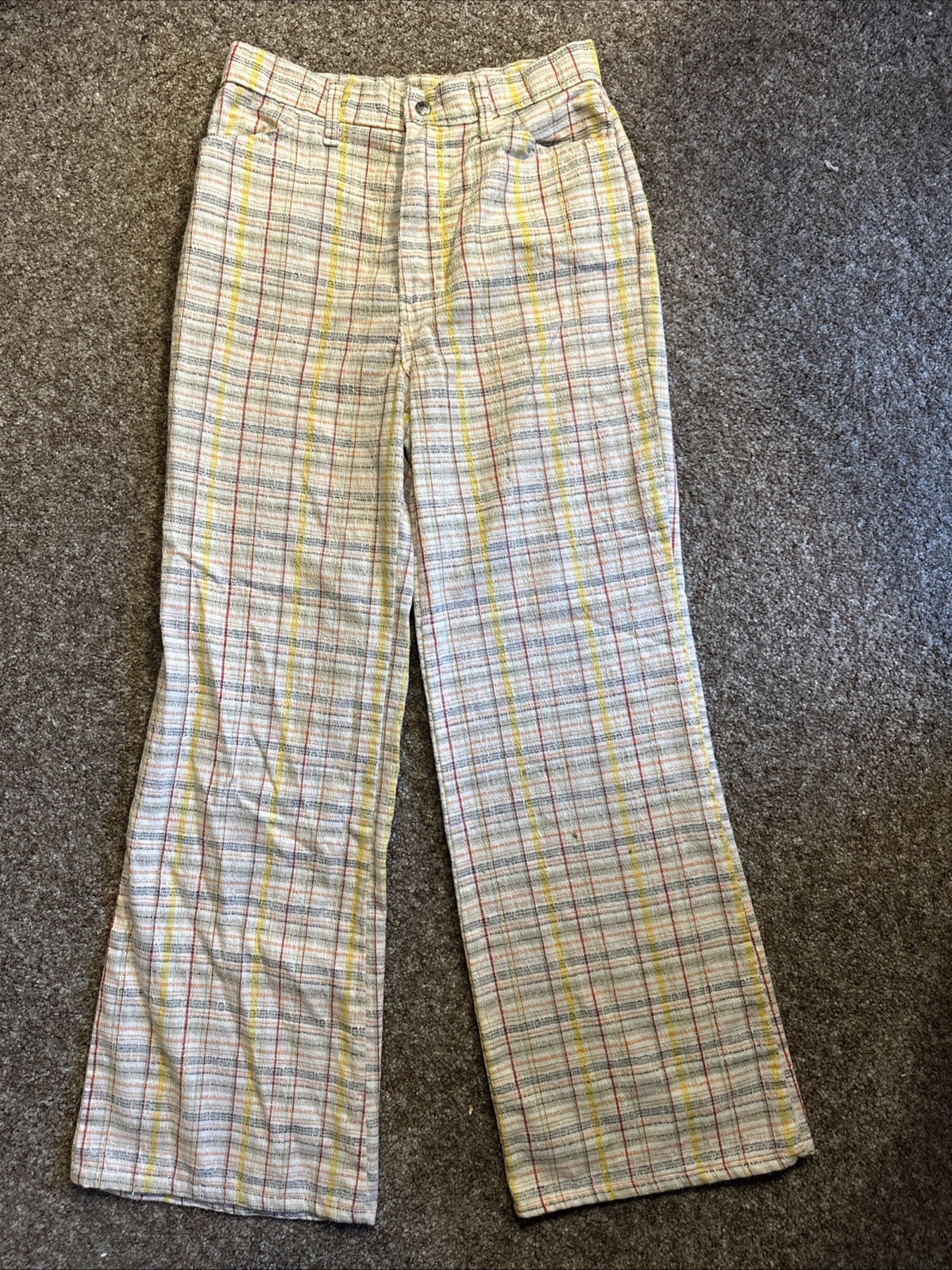 VTG 70s Levi’s Orange Tab Sta-Prest Plaid Flare Slacks 28×29 USA